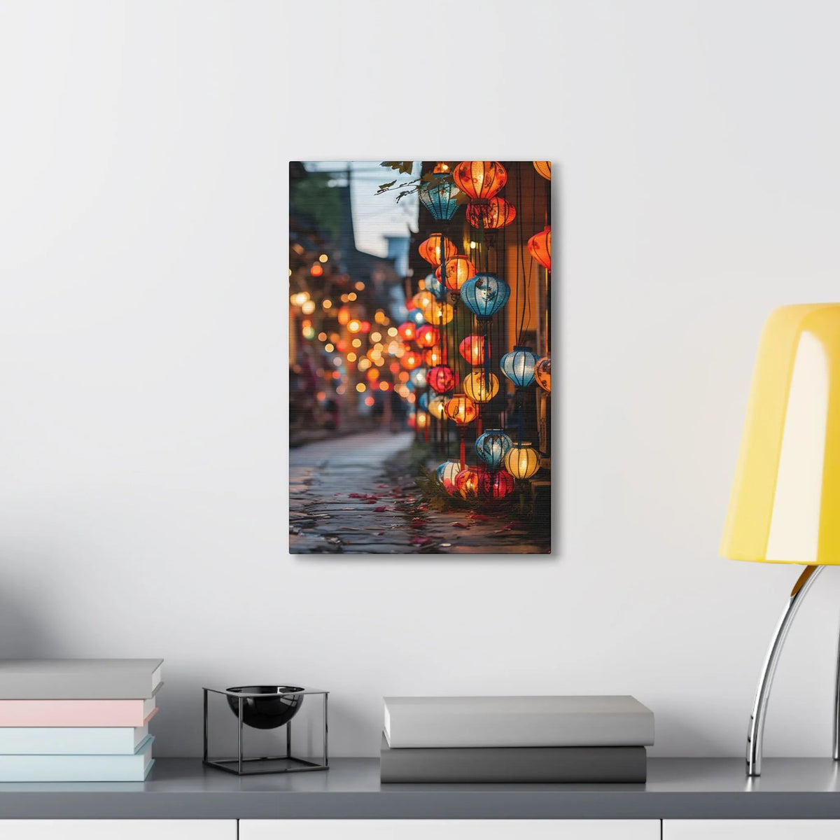 Canvas Gallery Wraps | a picture of a street with many lights on it