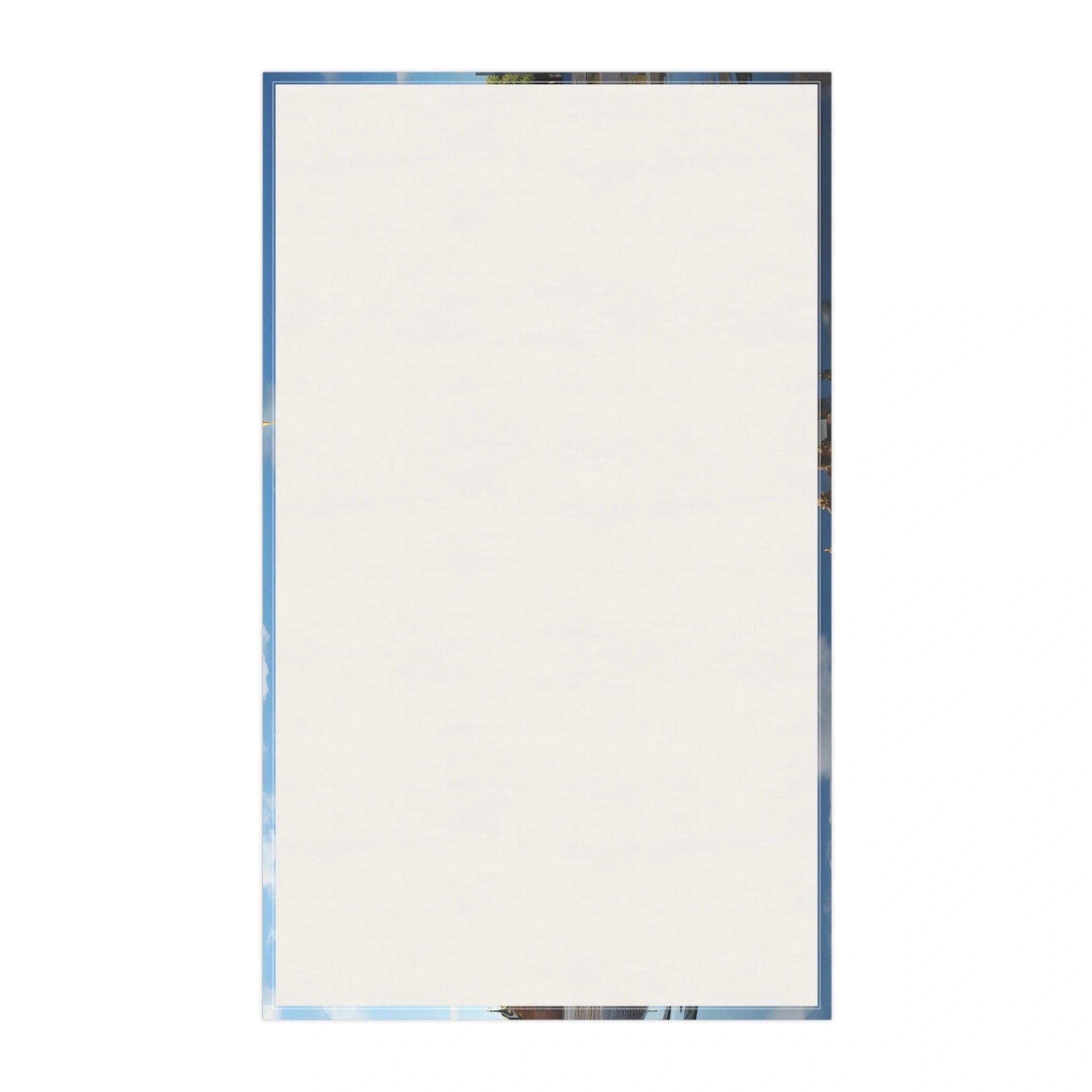 Kitchen Towel | a white sheet of paper with a blue border