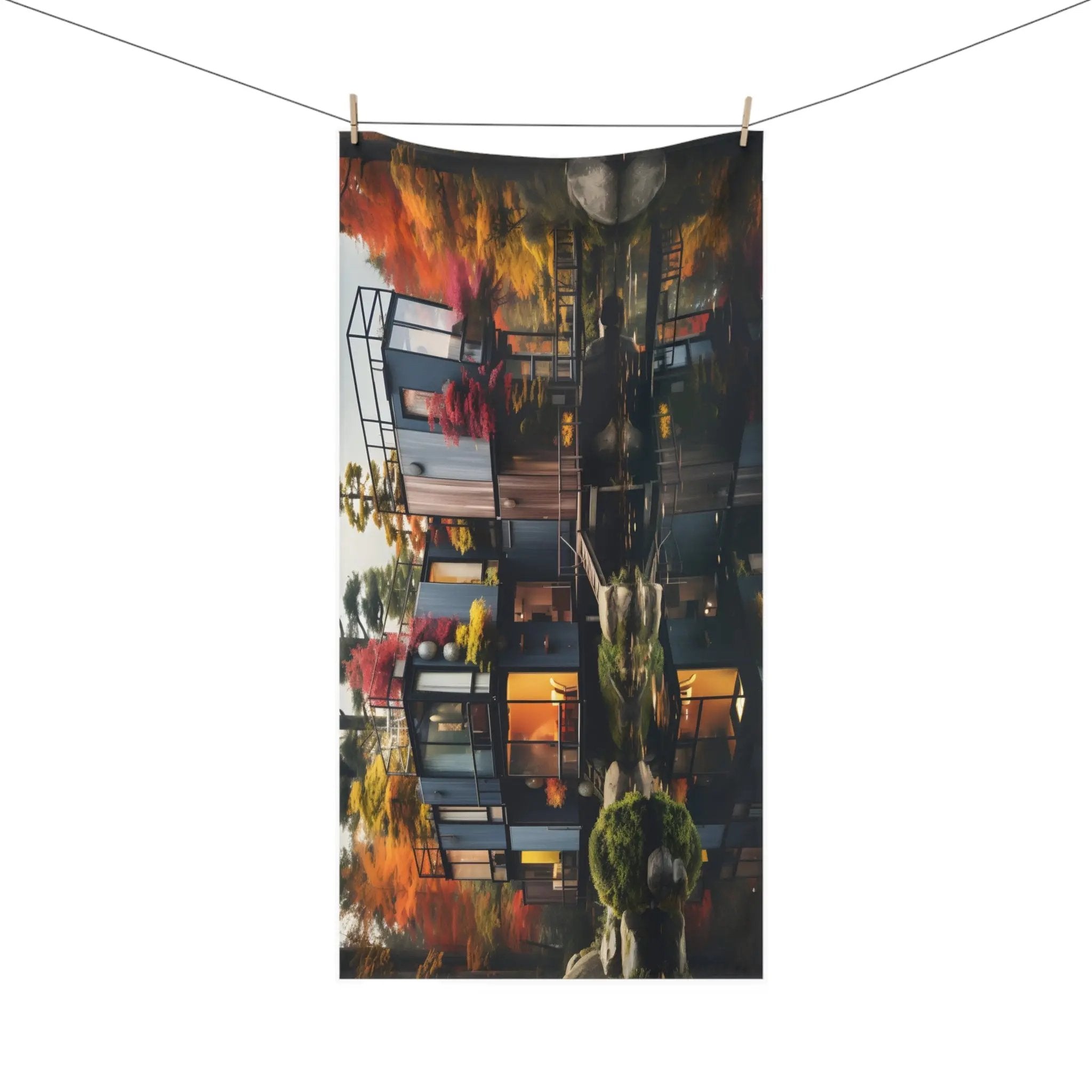 best bath towel | a wall hanging on a clothes line with a picture of a building in the background