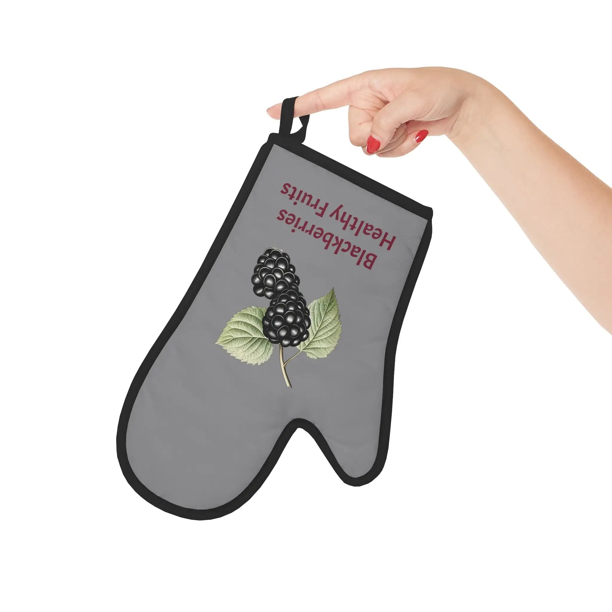 oven mitt | a hand holding a blackberries oven mitt