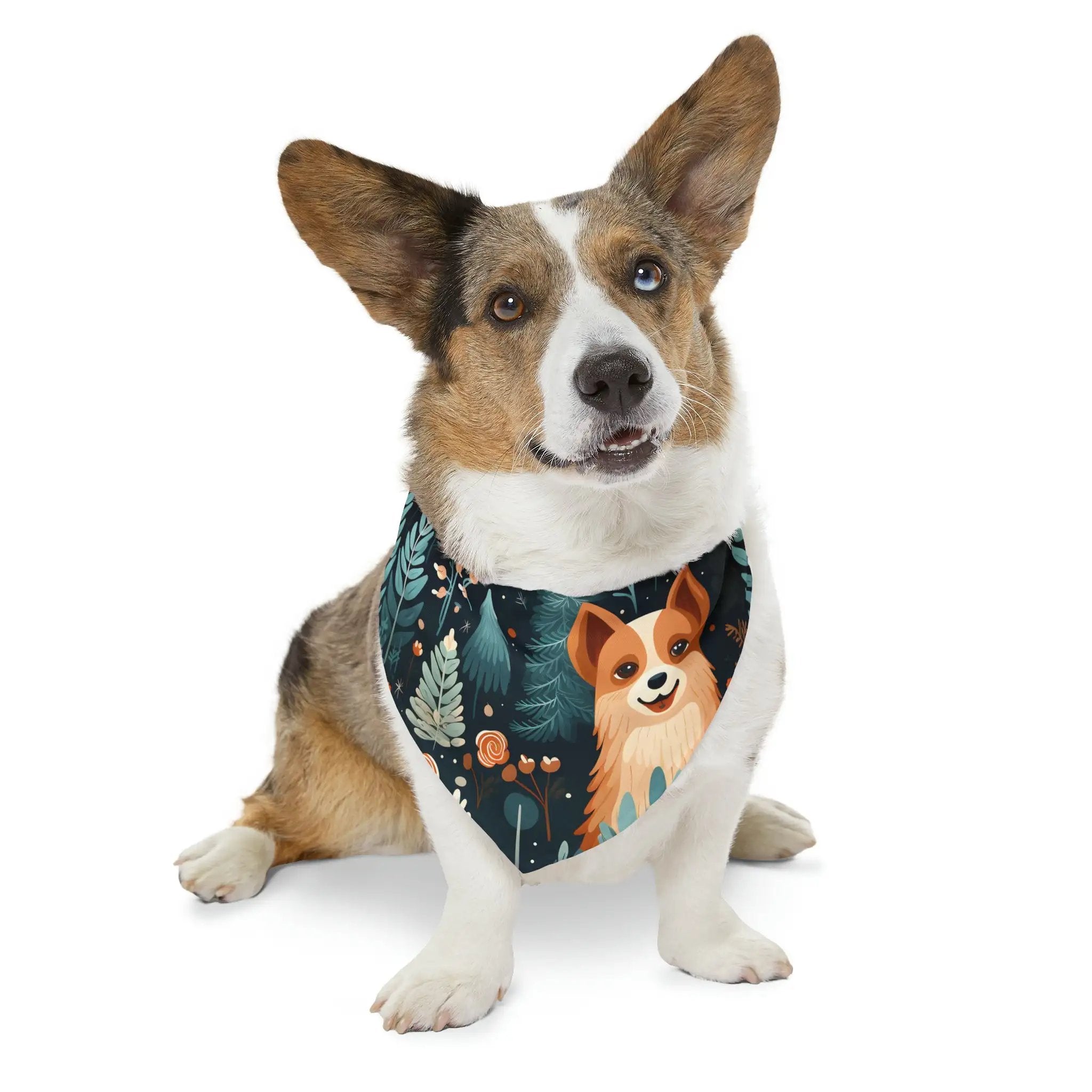 Pet Bandana | a dog wearing a bandana with a picture of a dog on it