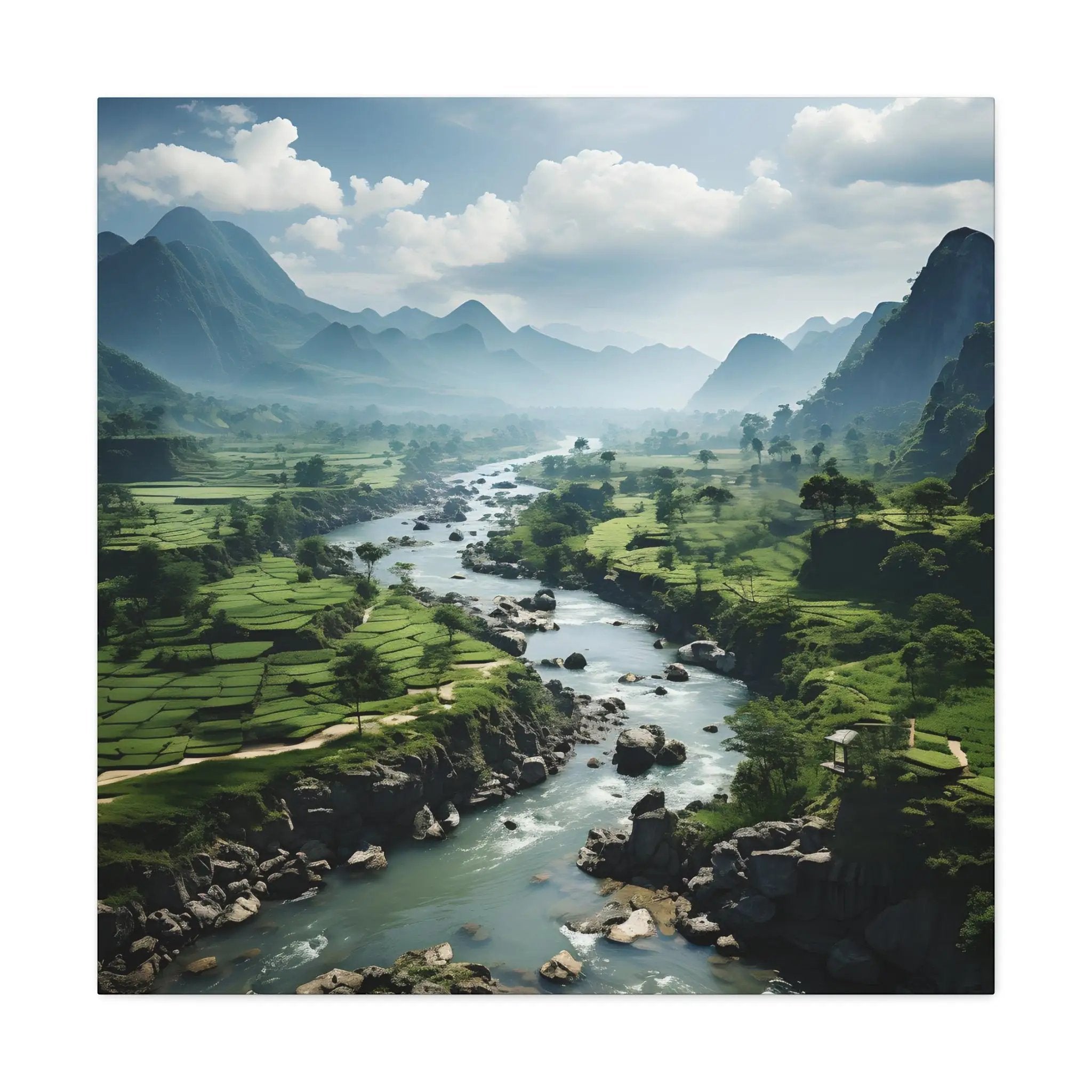 Canvas Gallery Wraps | a river running through a lush green valley