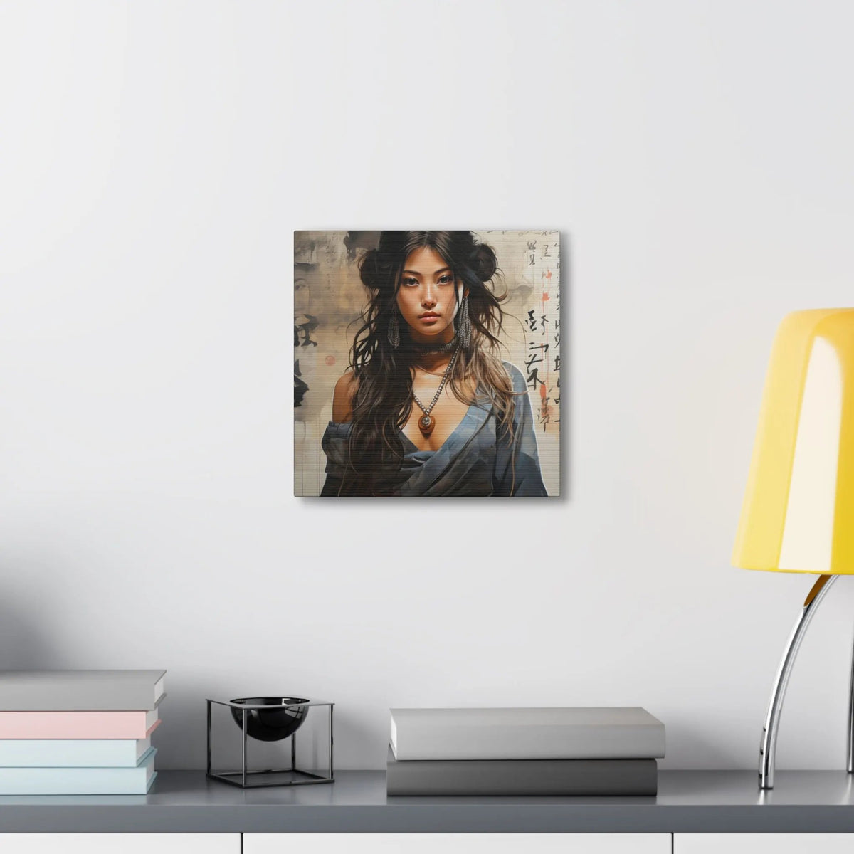 Canvas Gallery Wraps | a painting of a woman's face on a white wall