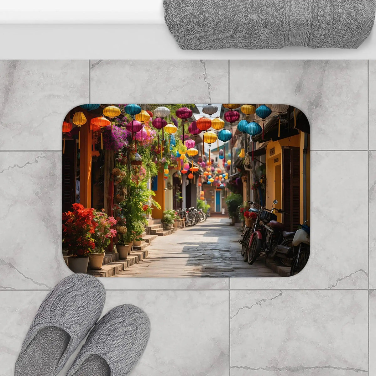 Bath Mat | a bathroom rug with a painting 