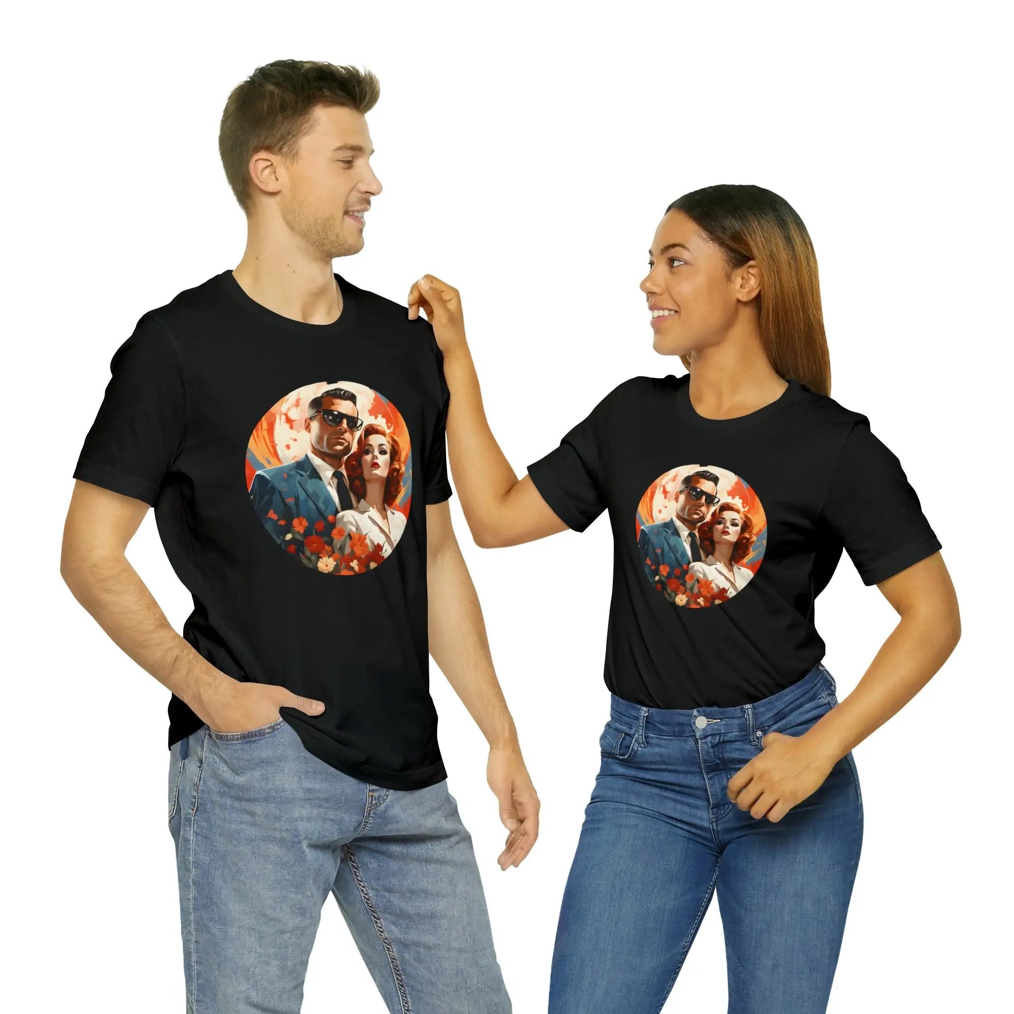 Couple t shirt | a man and a woman standing next to each other