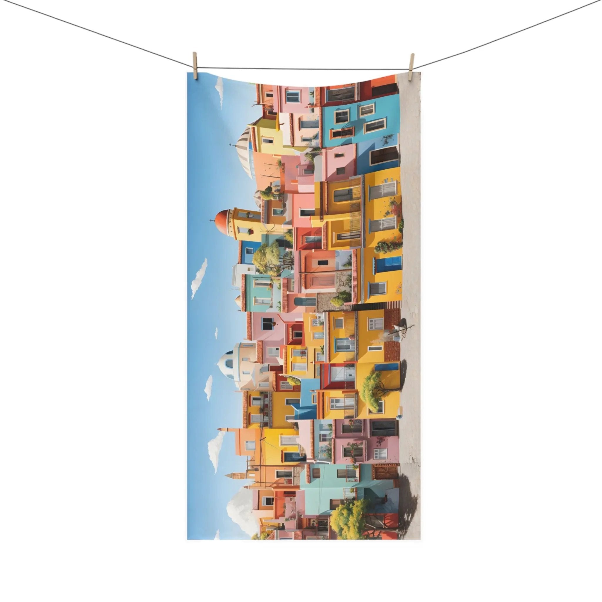 best bath towel | a photo of a city with colorful buildings hanging on a clothes line