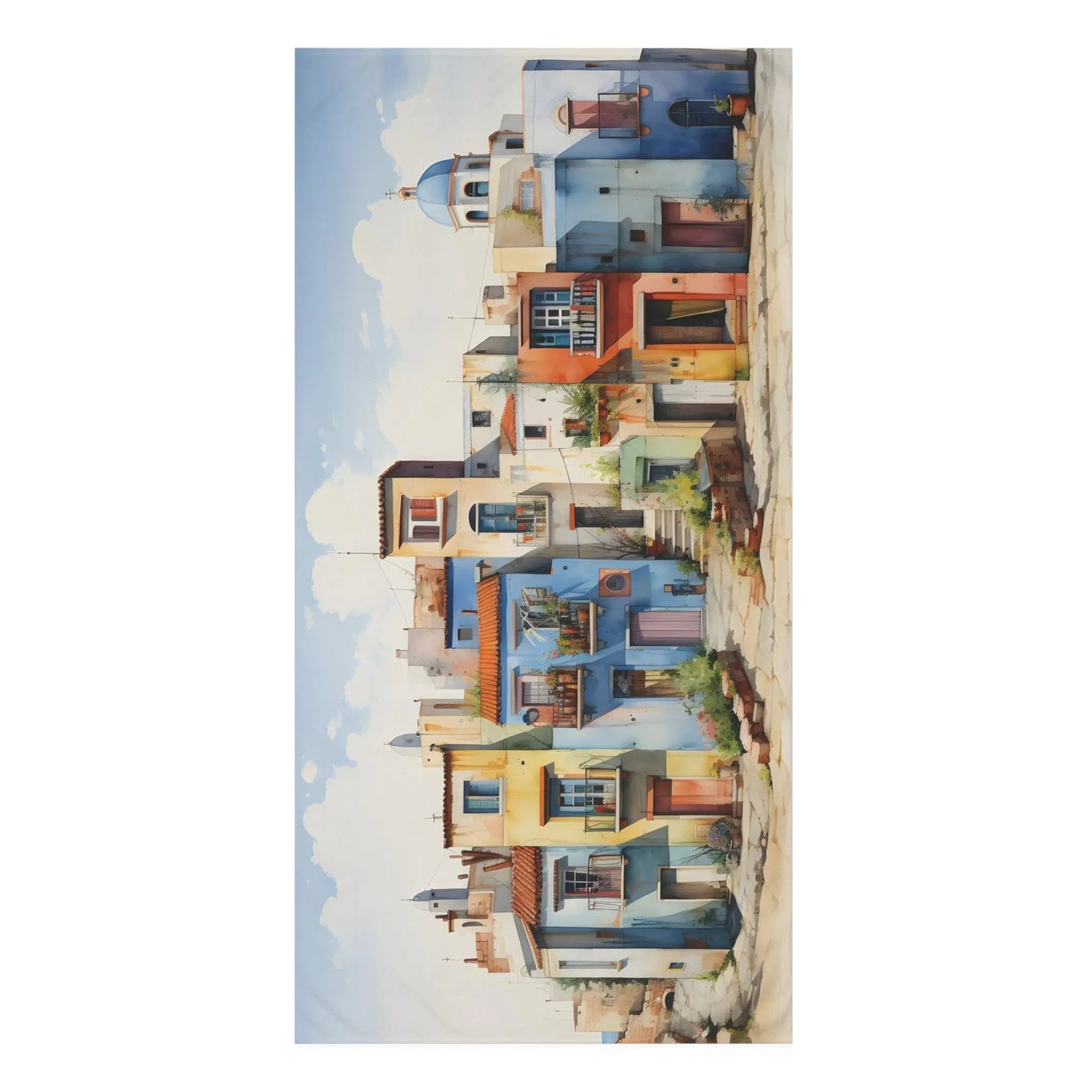 best bath towel | a painting of a row of colorful houses