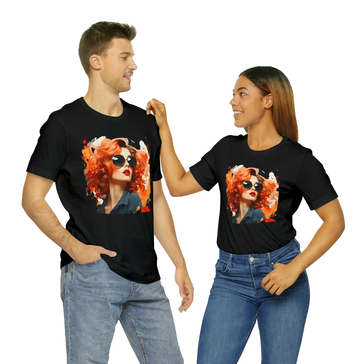 Couple t shirt | a man and a woman standing next to each other