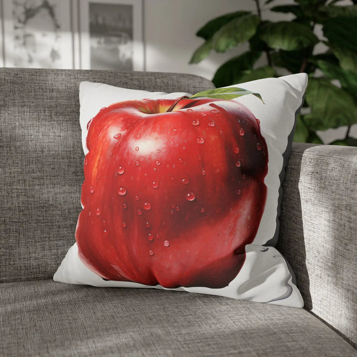 Pillow Sham | a red apple pillow sitting on top of a couch