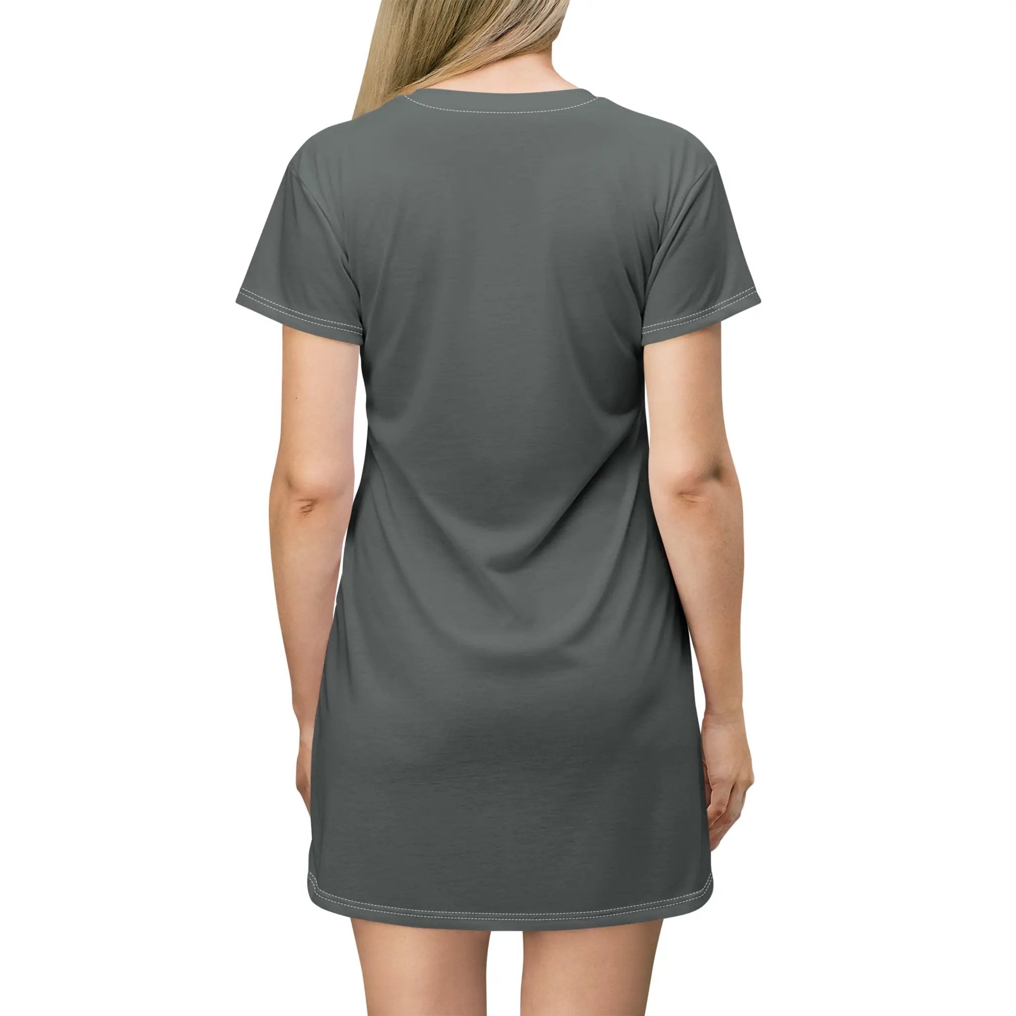 woman shirt dress | a woman wearing a grey shirt dress