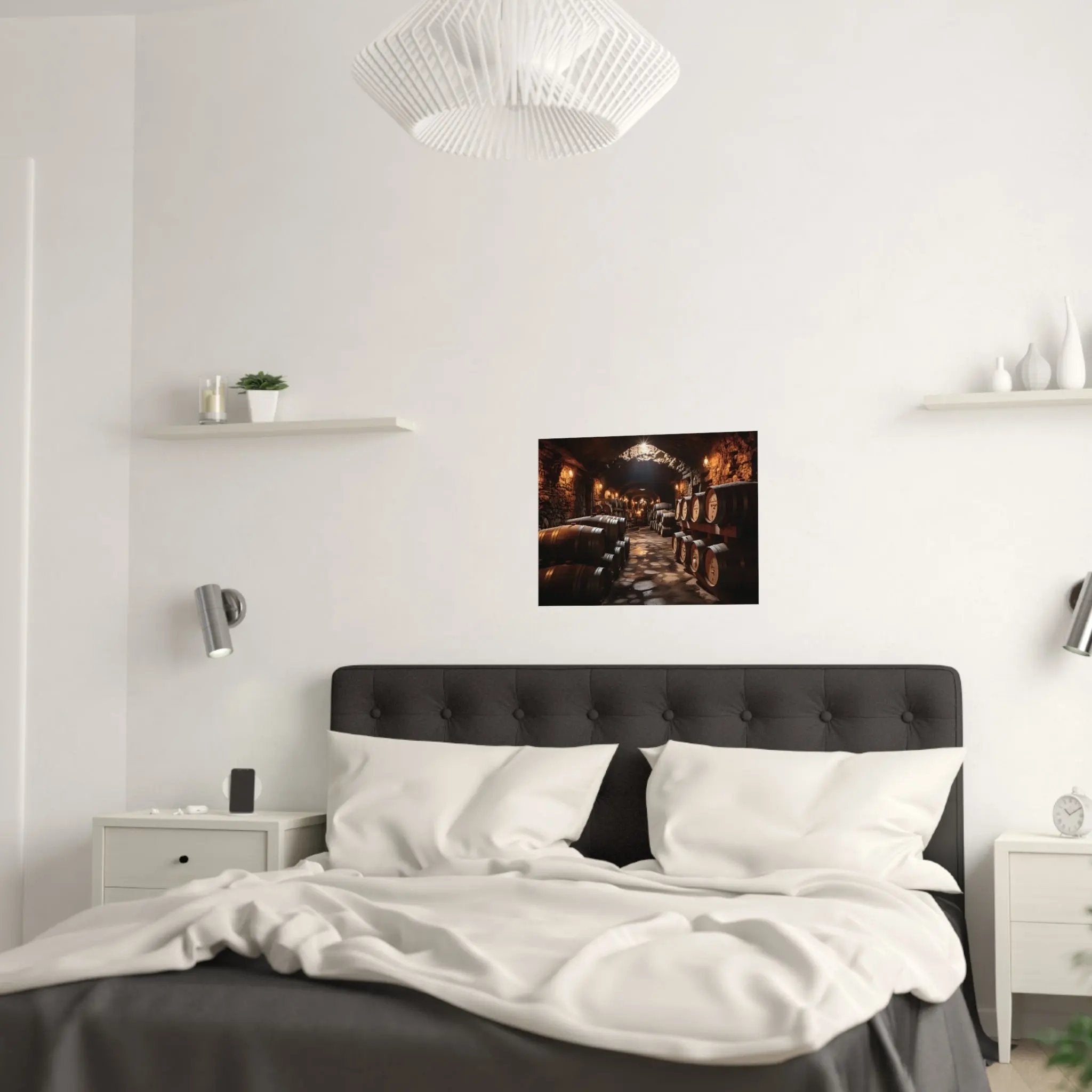 Kawaii Posters | a bedroom with a bed and a painting on the wall