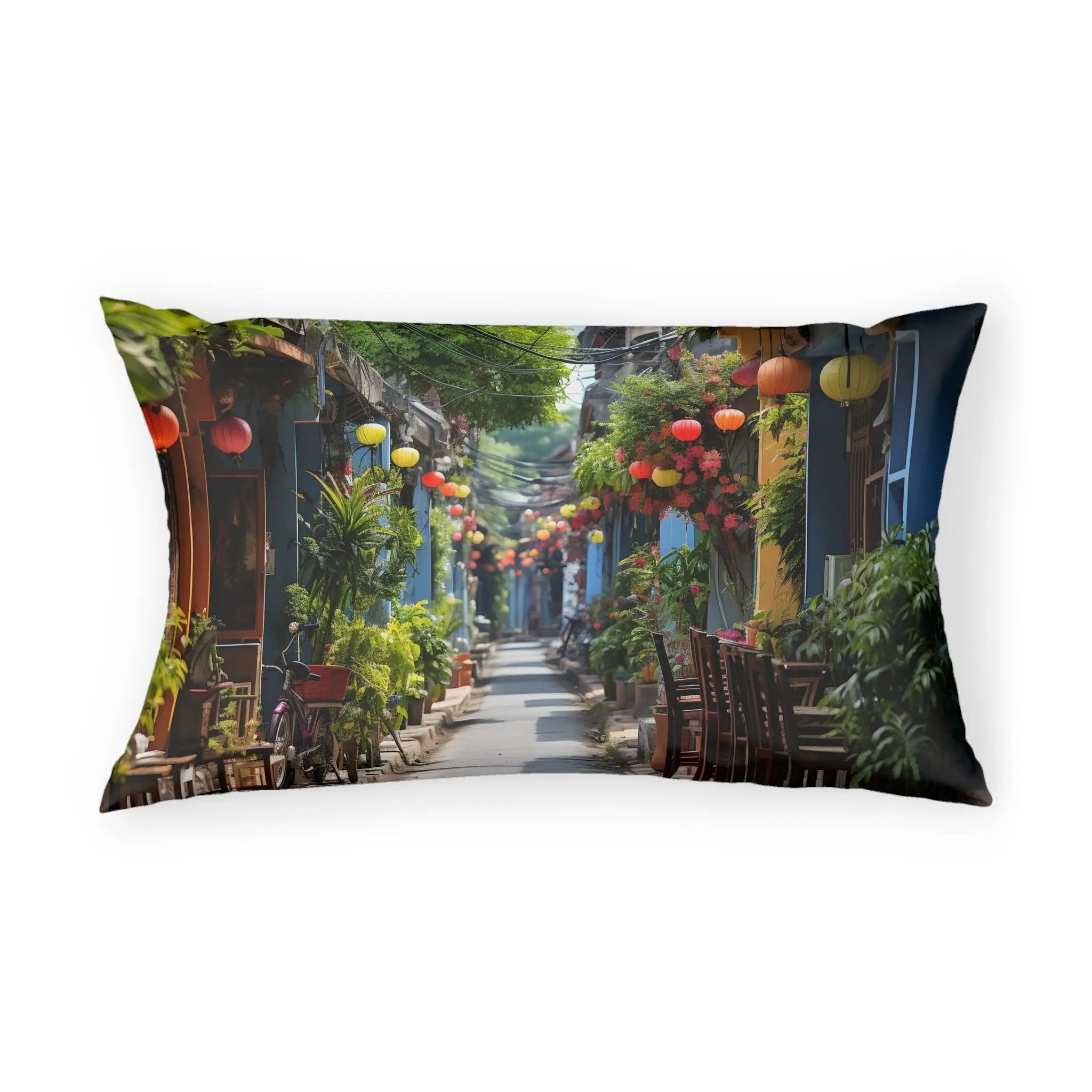 Pillow Sham | a picture of a street with a lot of plants