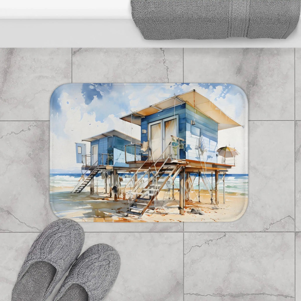 Bath Mat | a bathroom rug with a painting 