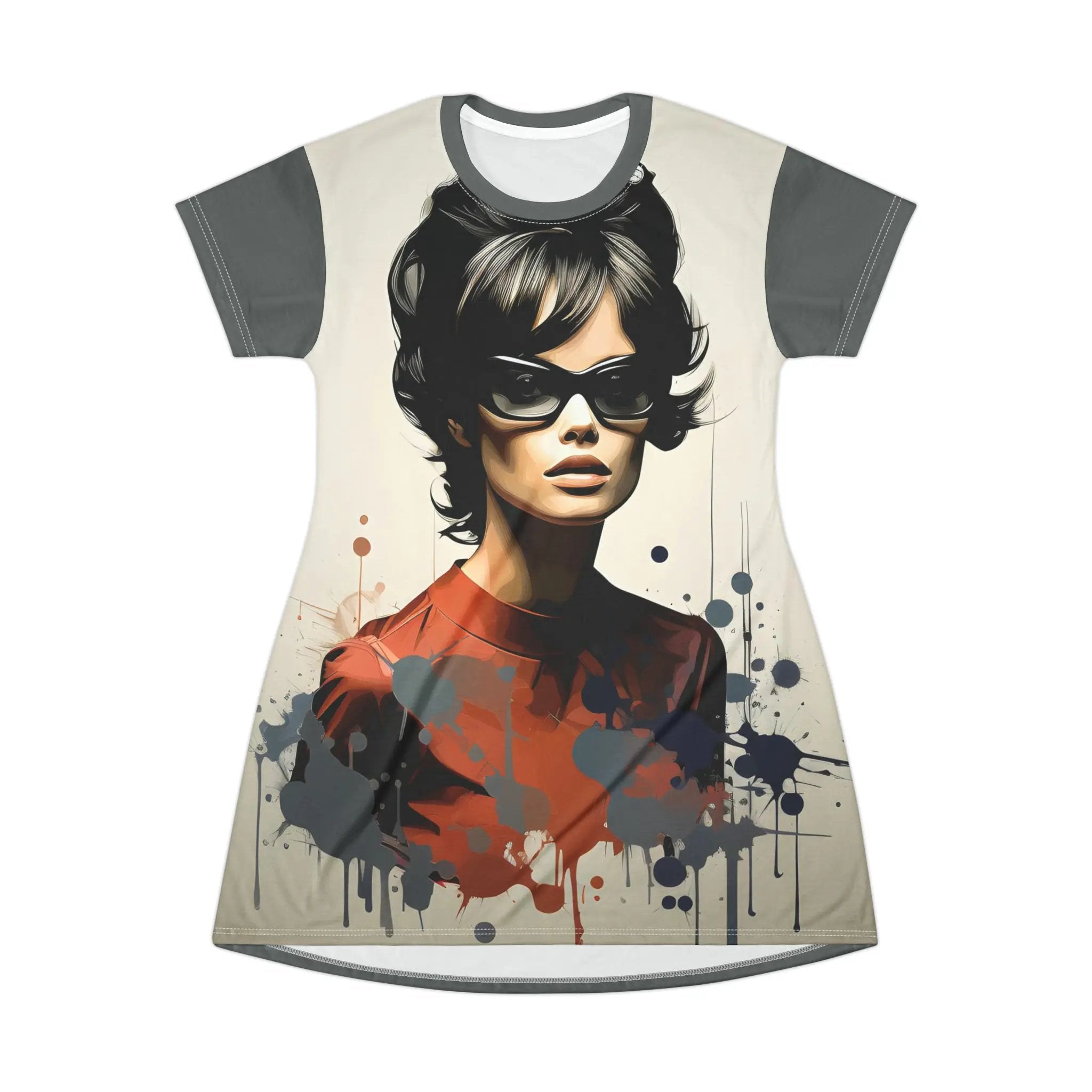 woman shirt dress | a women's t - shirt with a picture of a woman wearing sunglasses