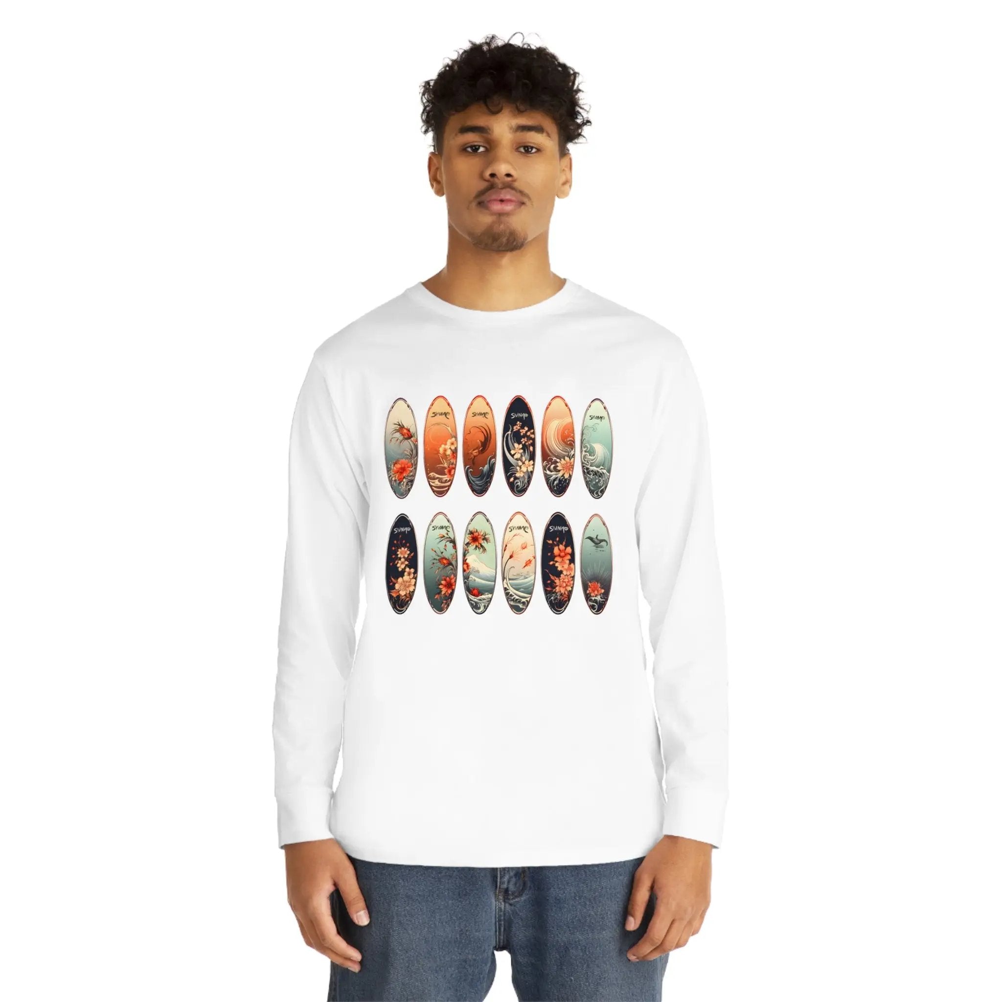 Long Sleeve t shirt | a man wearing a white long sleeve shirt