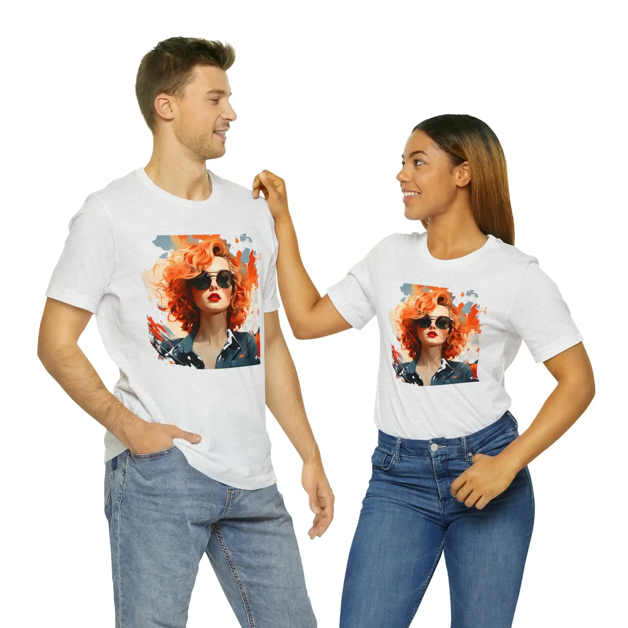 Couple t shirt | a man and a woman standing next to each other