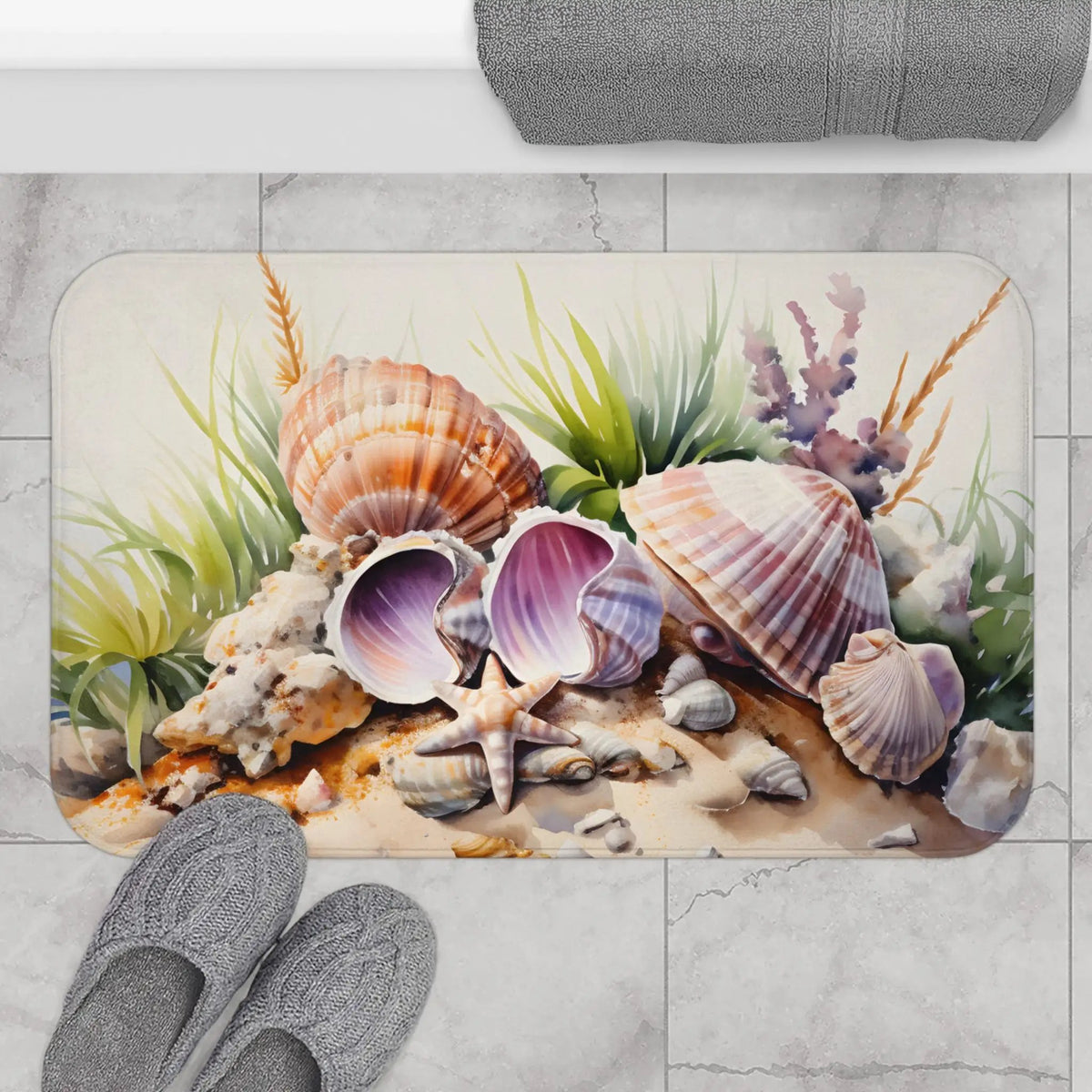 Bath Mat | a bathroom rug with a painting 