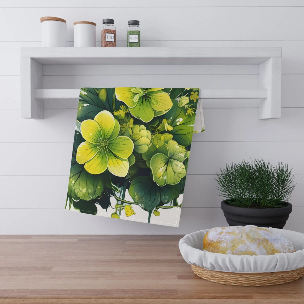 Kitchen Towel | a painting of yellow flowers hanging on a wall