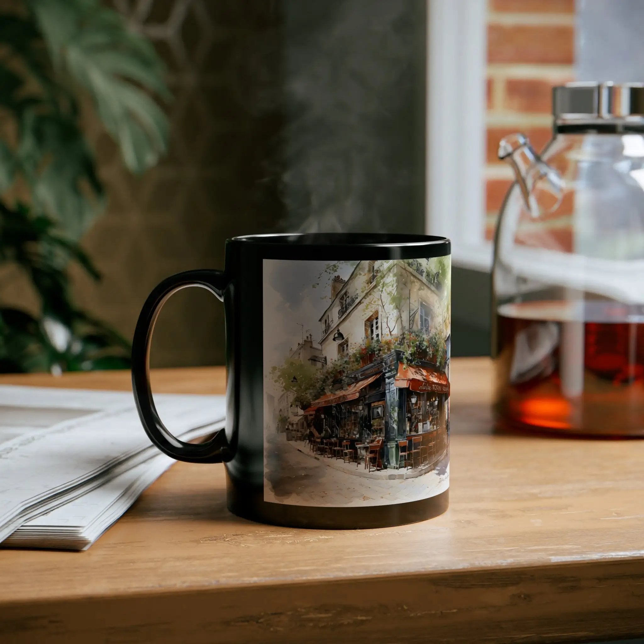 Mugs coffee | a coffee mug sitting on top of a wooden table