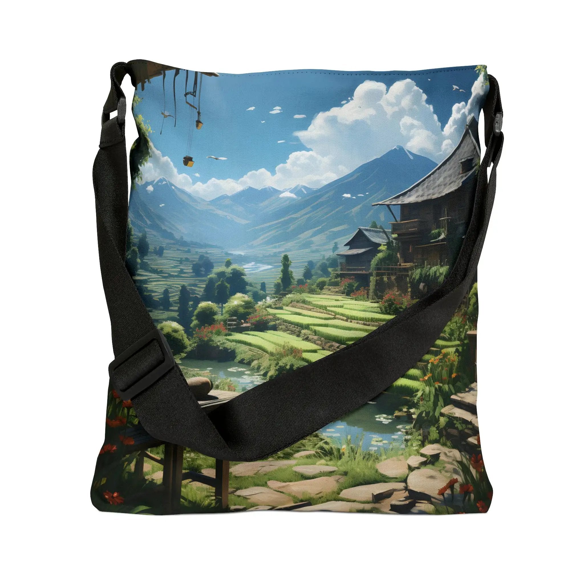 Weekender tote bag | a bag with a painting of a landscape on it