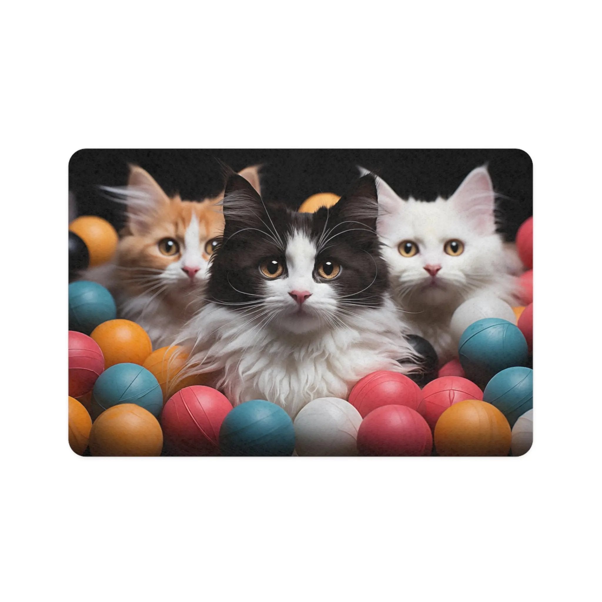 Pet Feeding Mats | a group of cats sitting in a ball pit