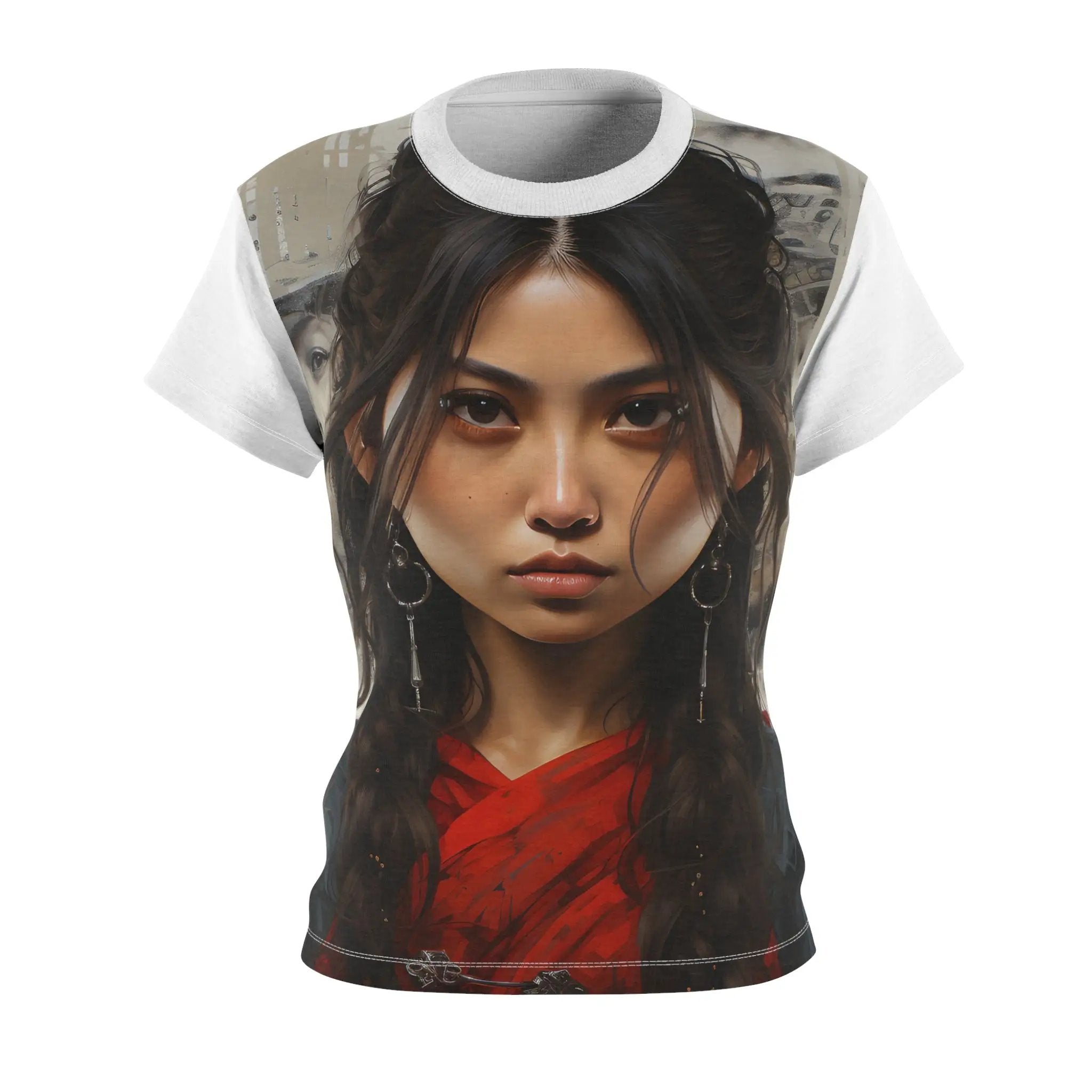 Women Tee | shirt with a picture of a woman's face on it