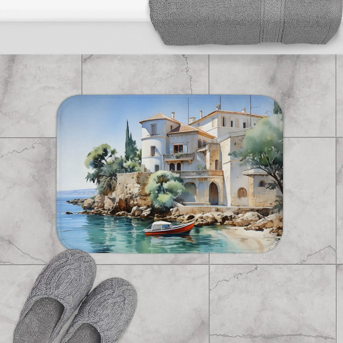 Bath Mat | a bathroom rug with a painting 