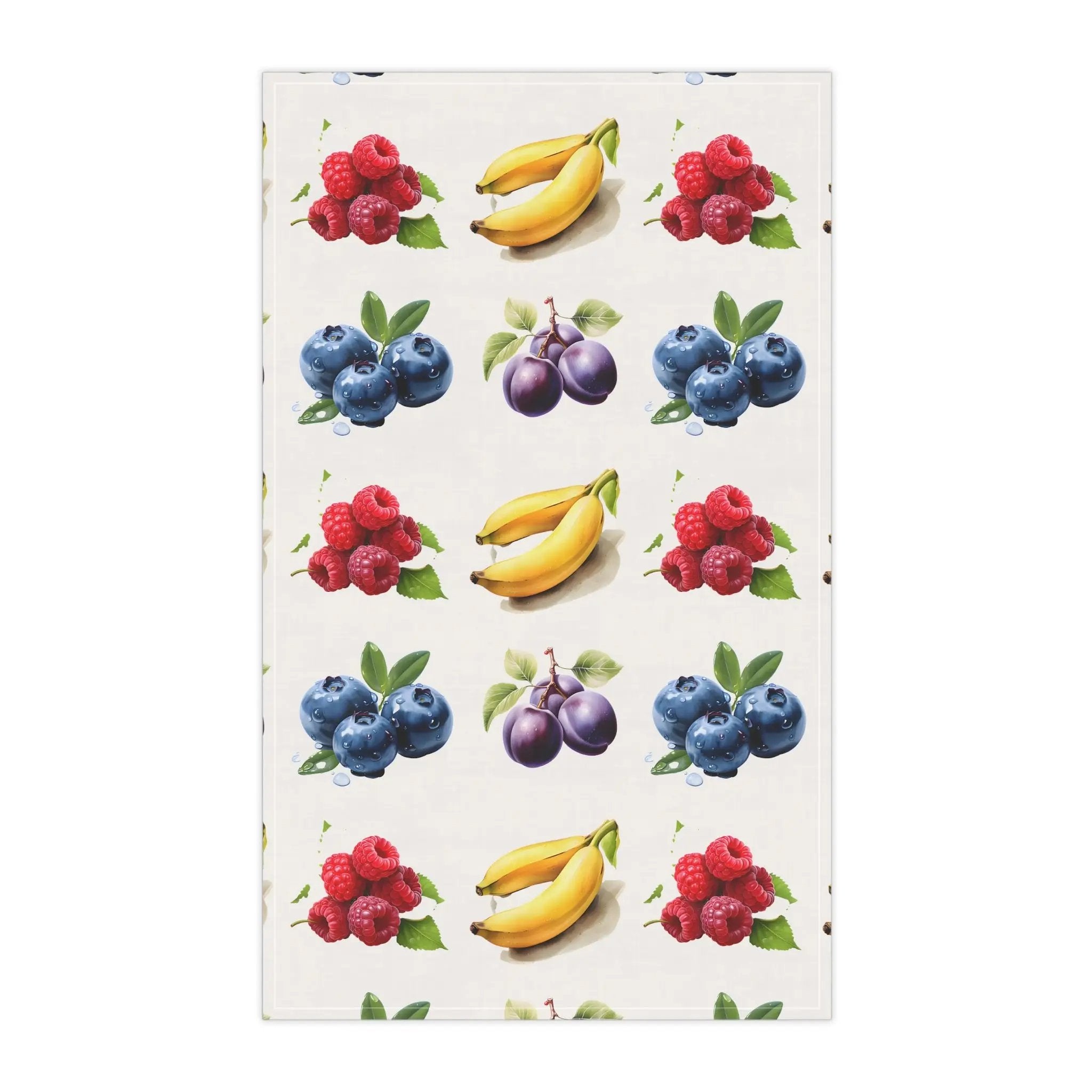 Kitchen Towel | a pattern of fruit on a white background