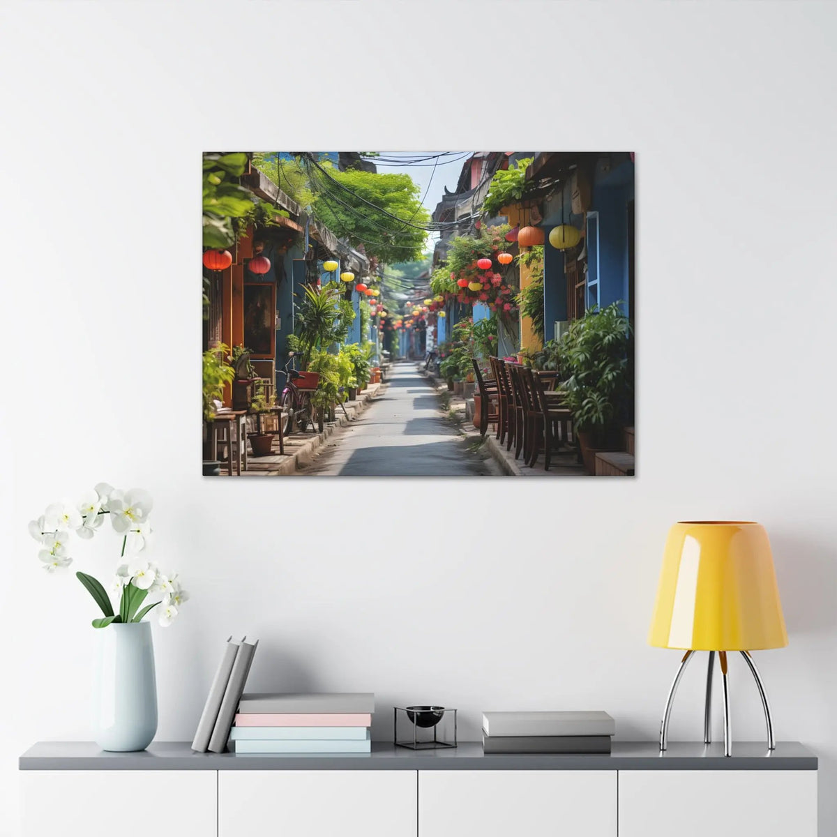 Canvas Gallery Wraps | a picture of a street with a lot of lanterns