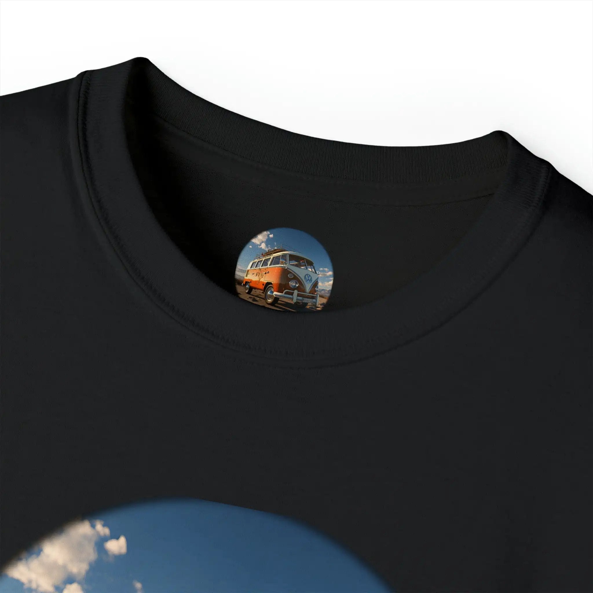 men tee graphic | a black t - shirt with a picture of a bus on it