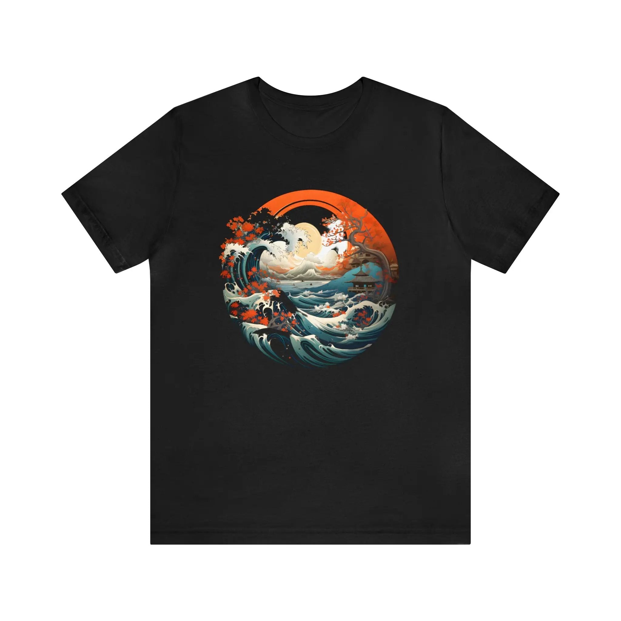 Couple t shirt | a black t - shirt with an image of a wave