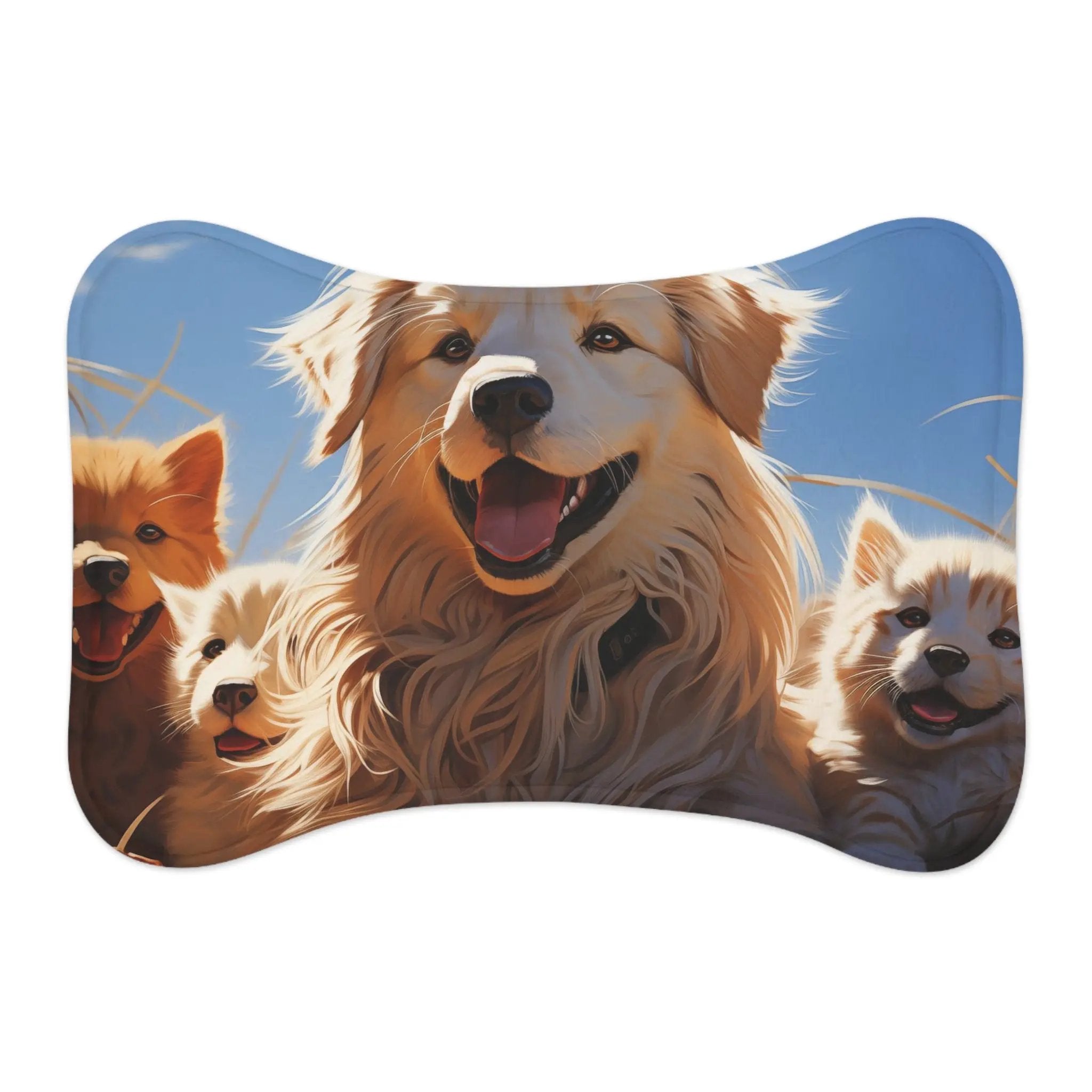 Pet Feeding Mats | a picture of a dog with three puppies