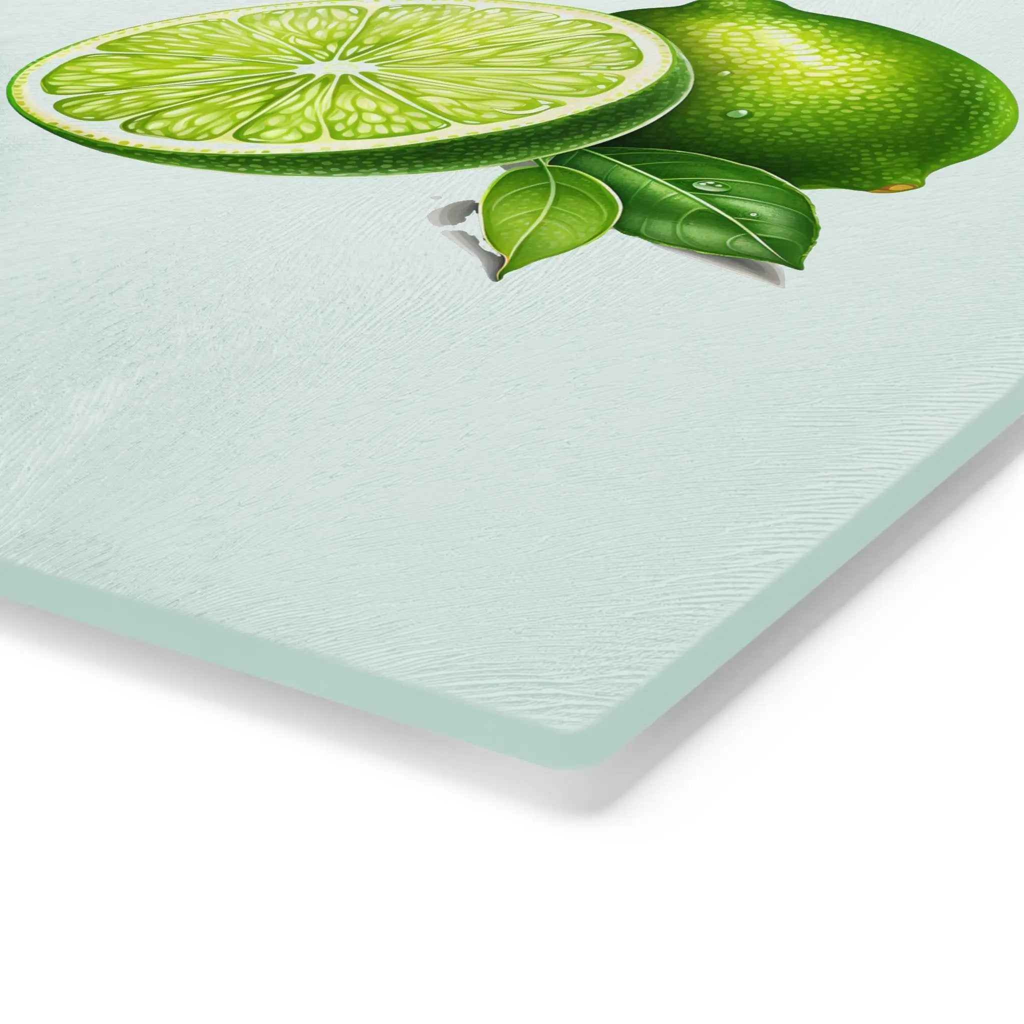 Cutting board | a painting of a lime with leaves on it