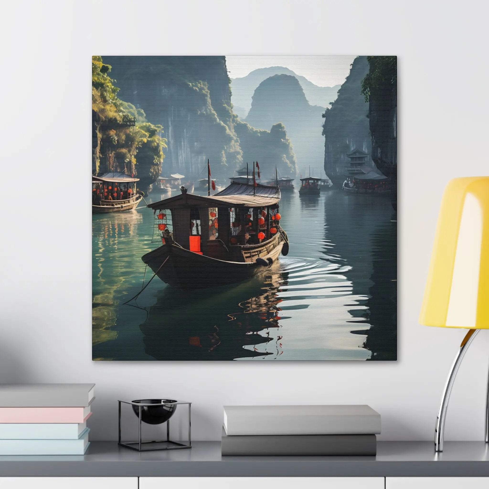 Canvas Gallery Wraps | a painting of a boat floating on a body of water