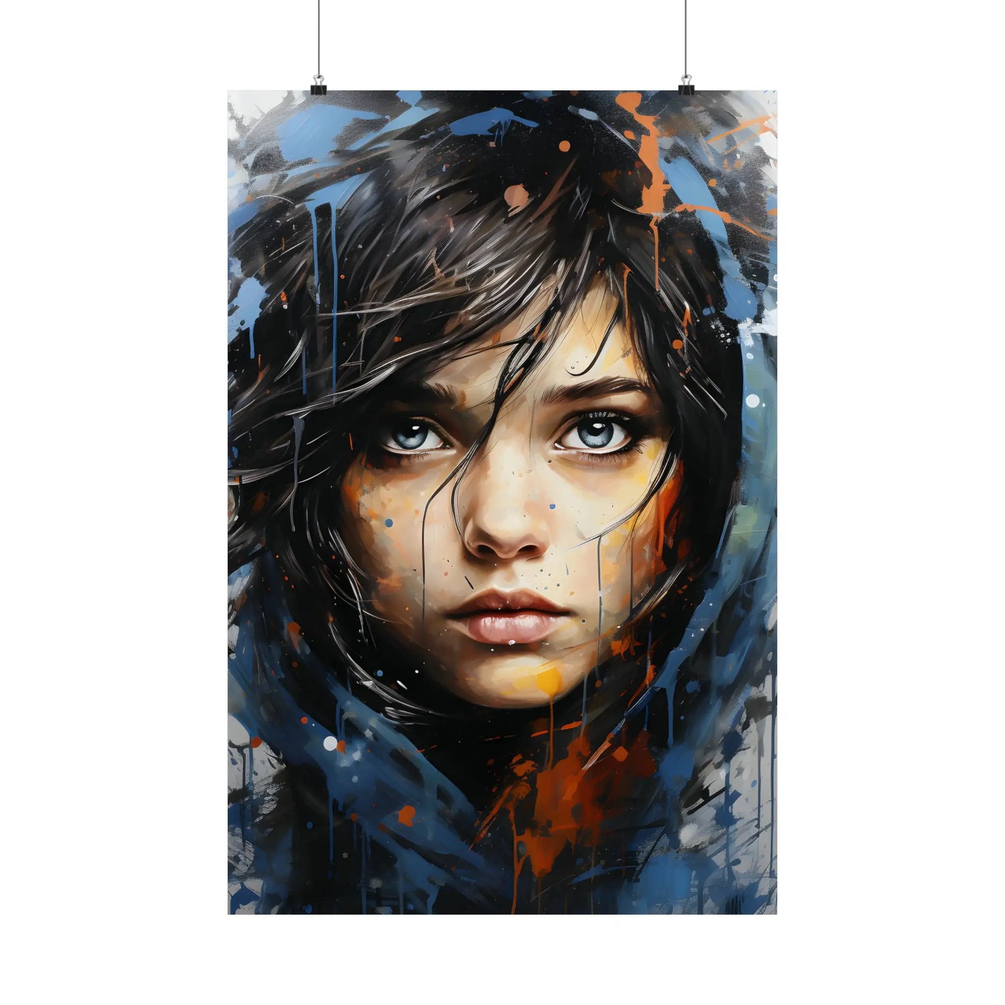 Kawaii Posters | a painting of a woman with blue eyes