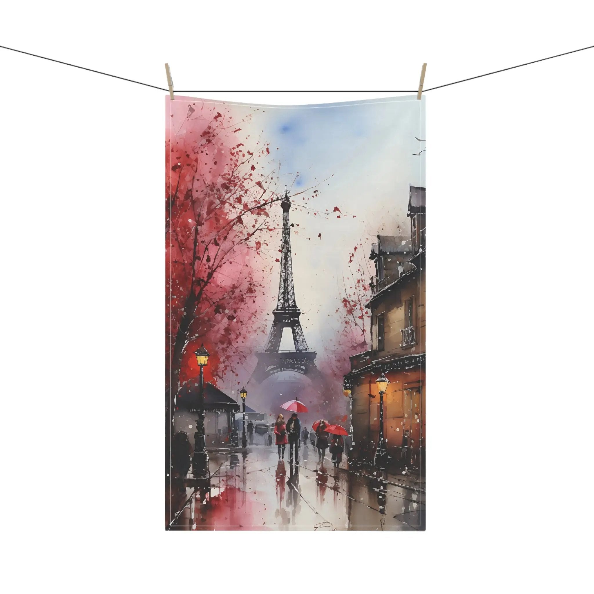 Kitchen Towel | a painting of the eiffel tower in paris