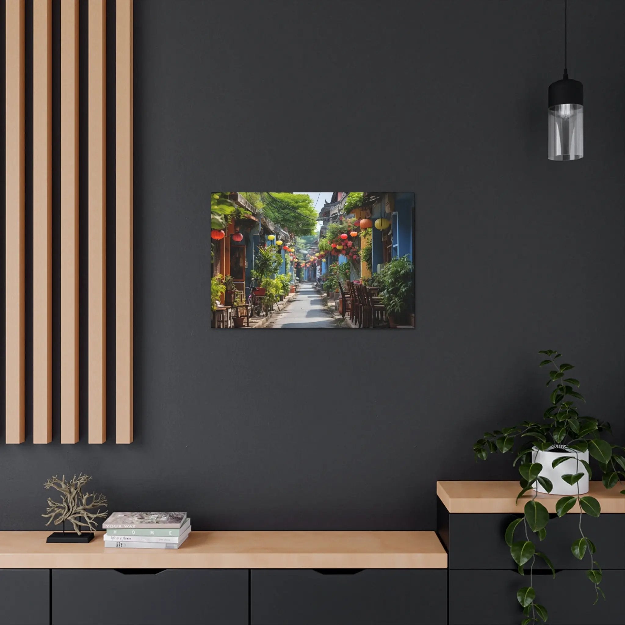 Canvas Gallery Wraps | a room with a table and a plant in it