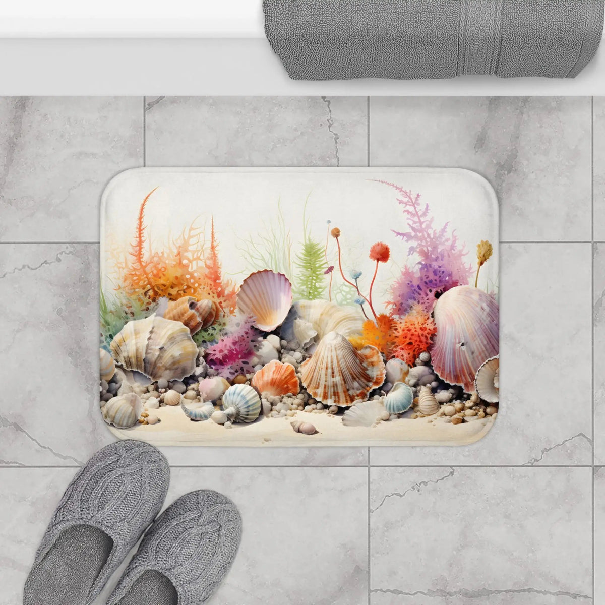 Bath Mat | a bathroom rug with a painting 