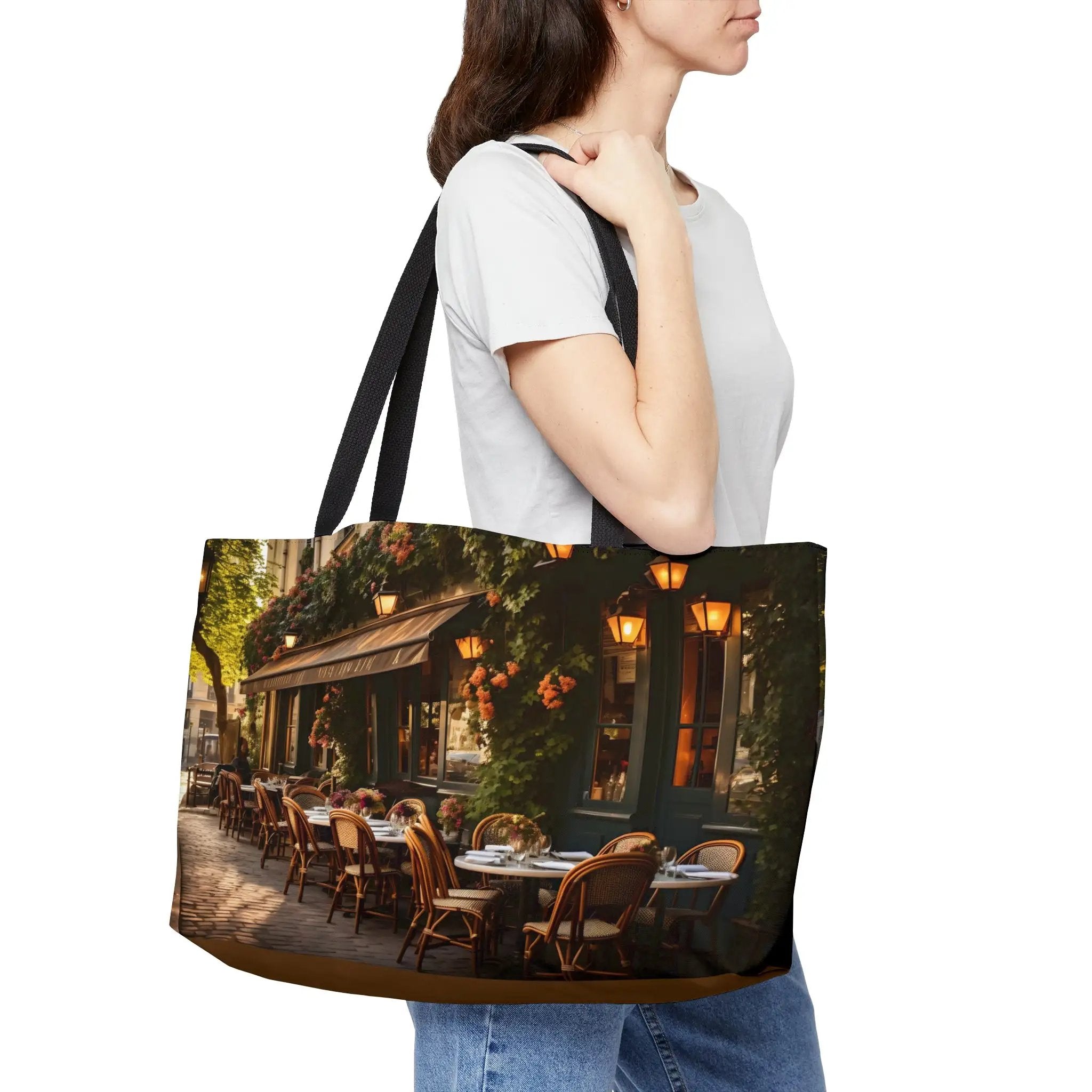 Weekender Tote Bag | a tote bag with a picture of a restaurant