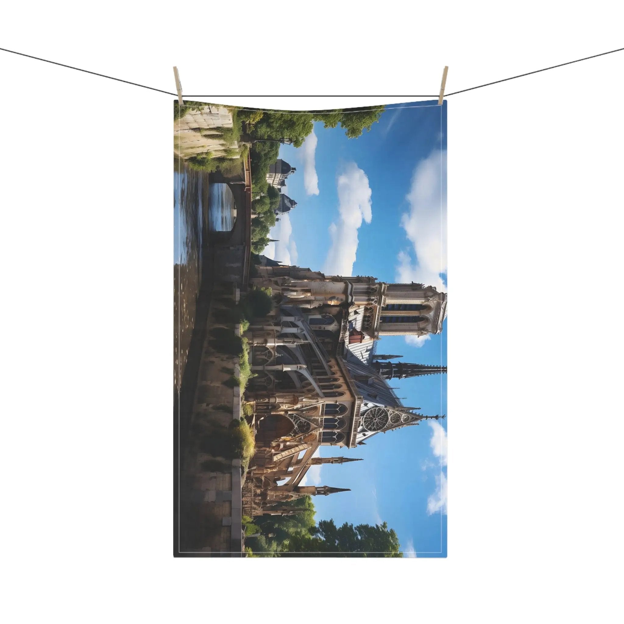 Kitchen Towel | a picture of a building with a sky background