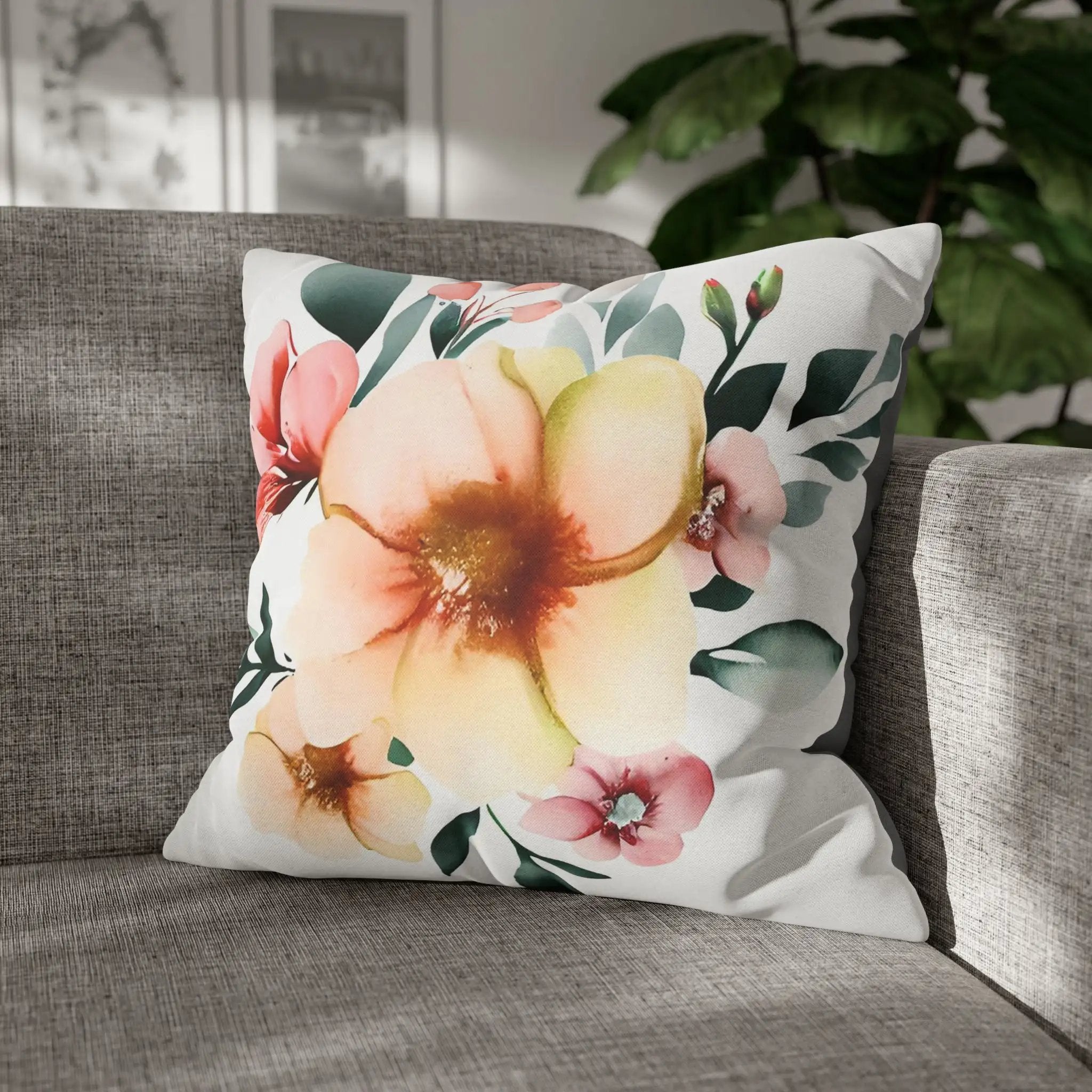 Pillow Sham | a floral pillow on a couch in a living room