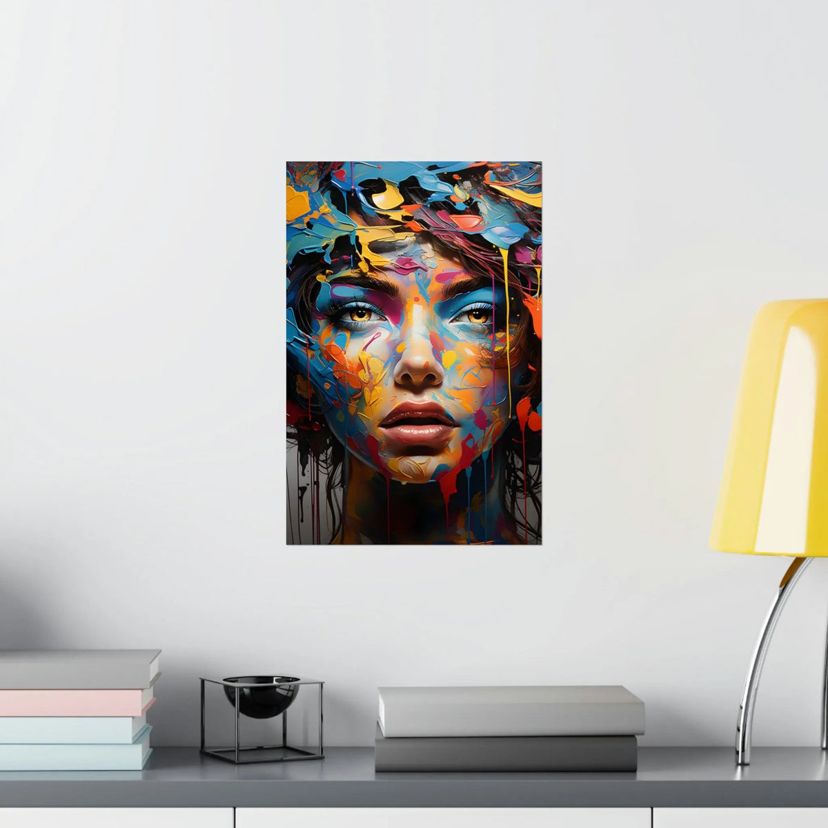 Kawaii Posters | a painting of a woman's face on a wall