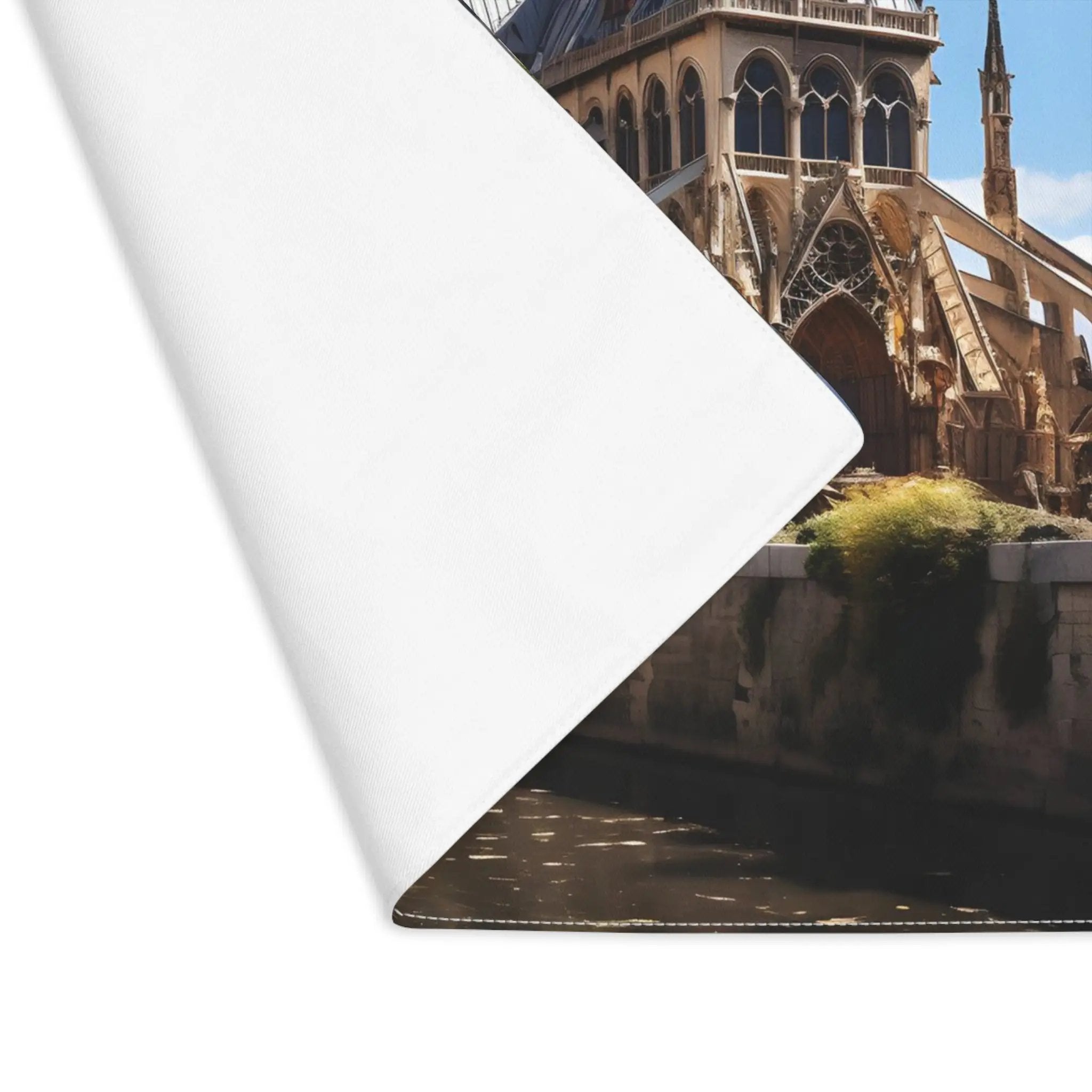 Placemat | a picture of a cathedral and a river