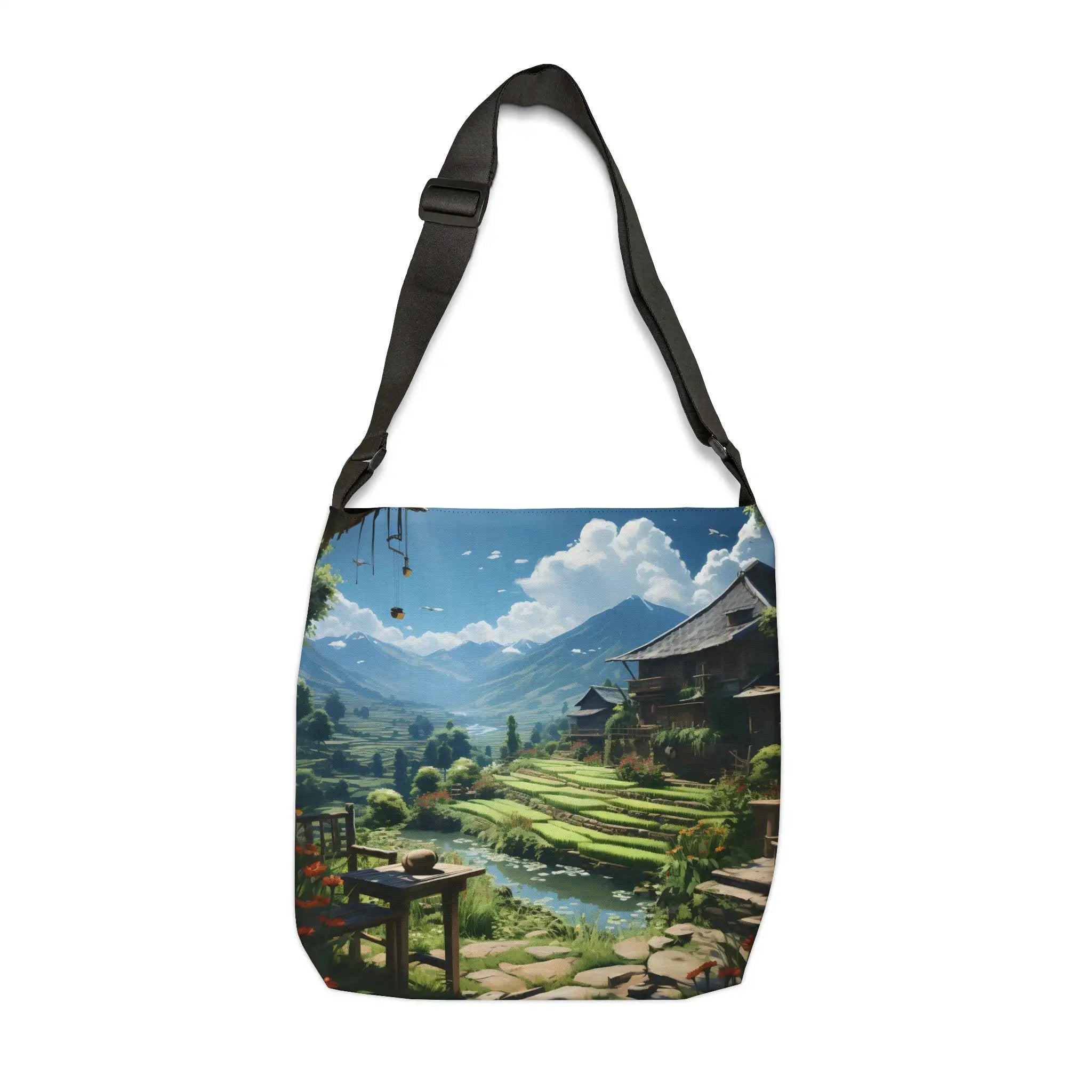 Weekender tote bag | a bag with a painting of a landscape on it