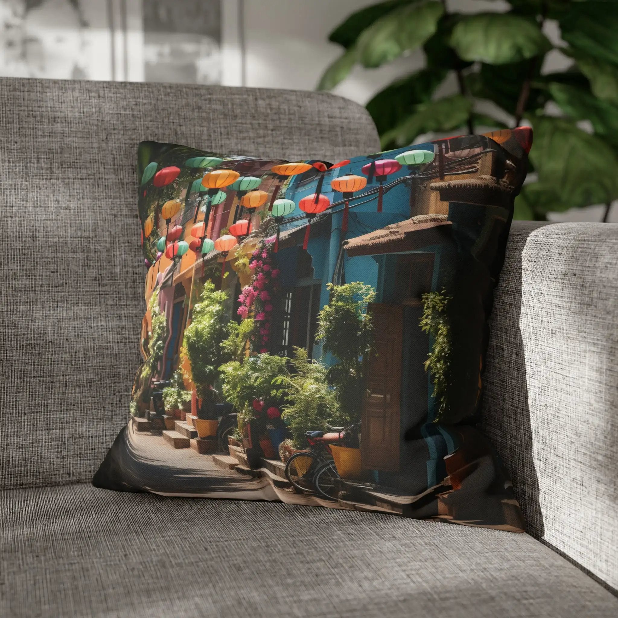 Pillow Covers | with Colorful Lanterns and Quaint Vietnamese Streets