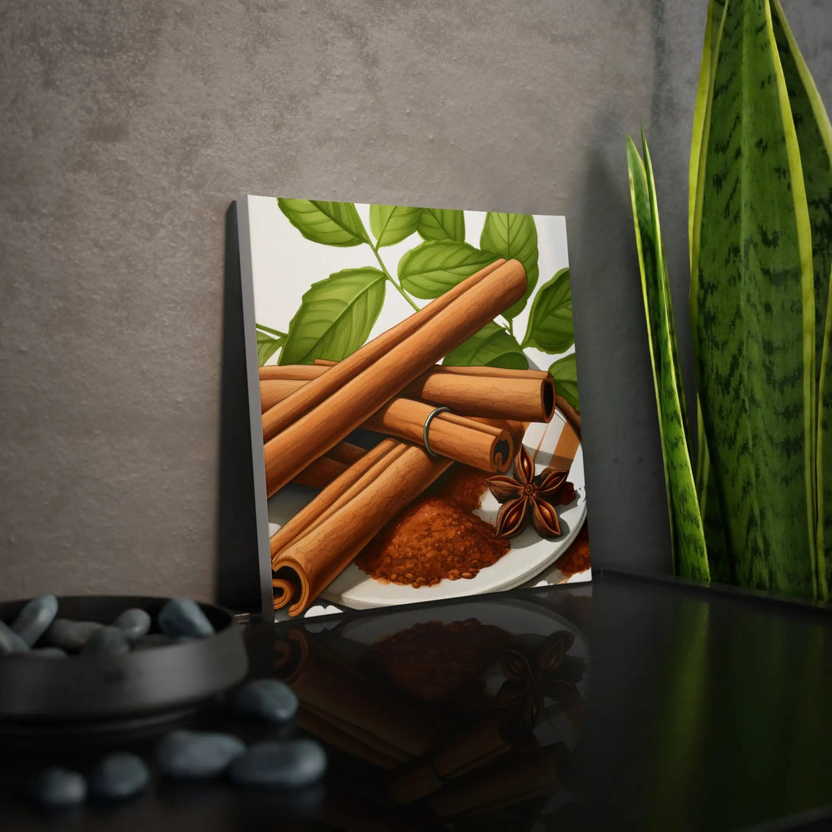 Canvas Gallery Wraps | a painting of cinnamon and spices on a plate