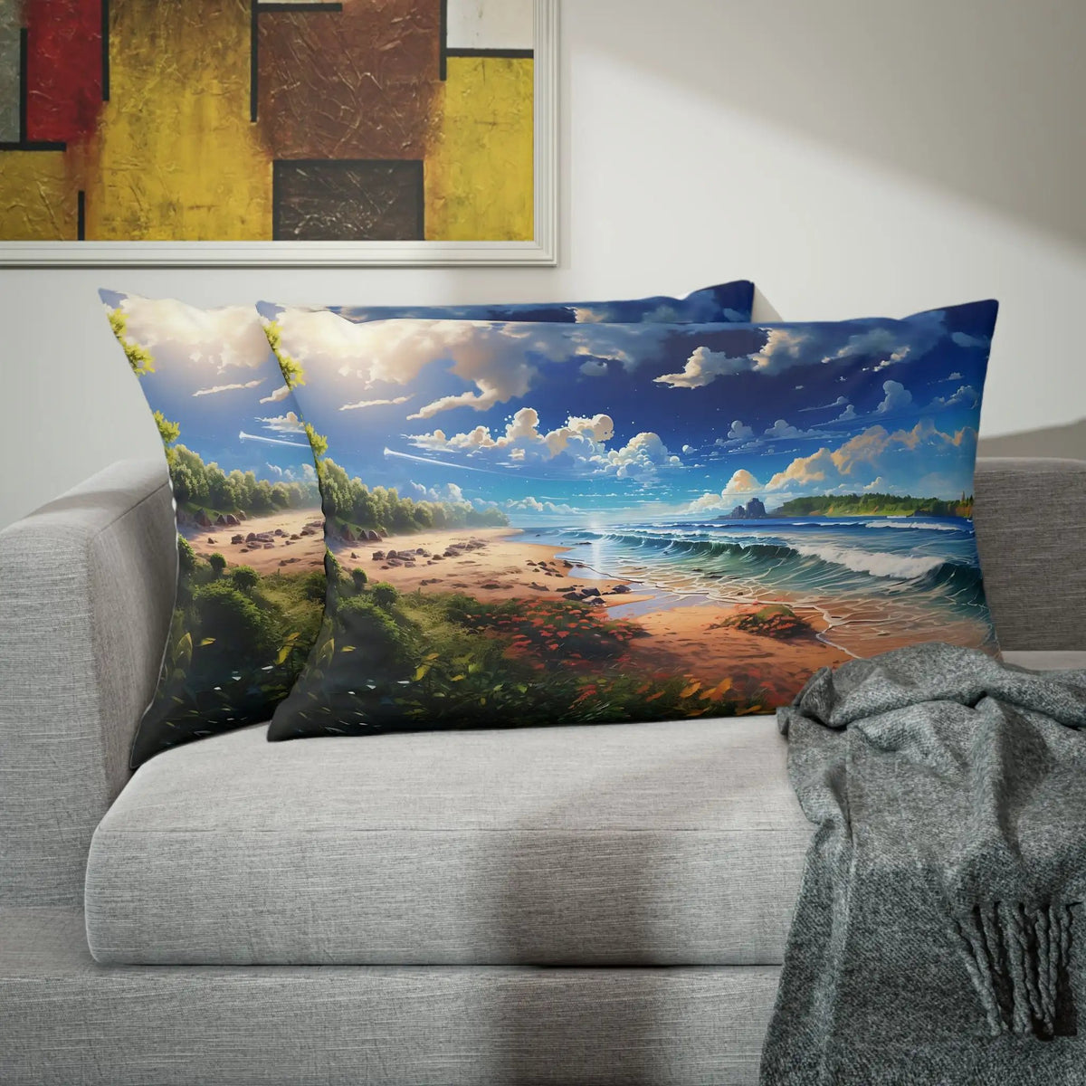 vPillow Sham | Sea Beach Landscape | Avatar Style | Cushion Cover | Pillowcase | Pillow Slip | Pillow Cover