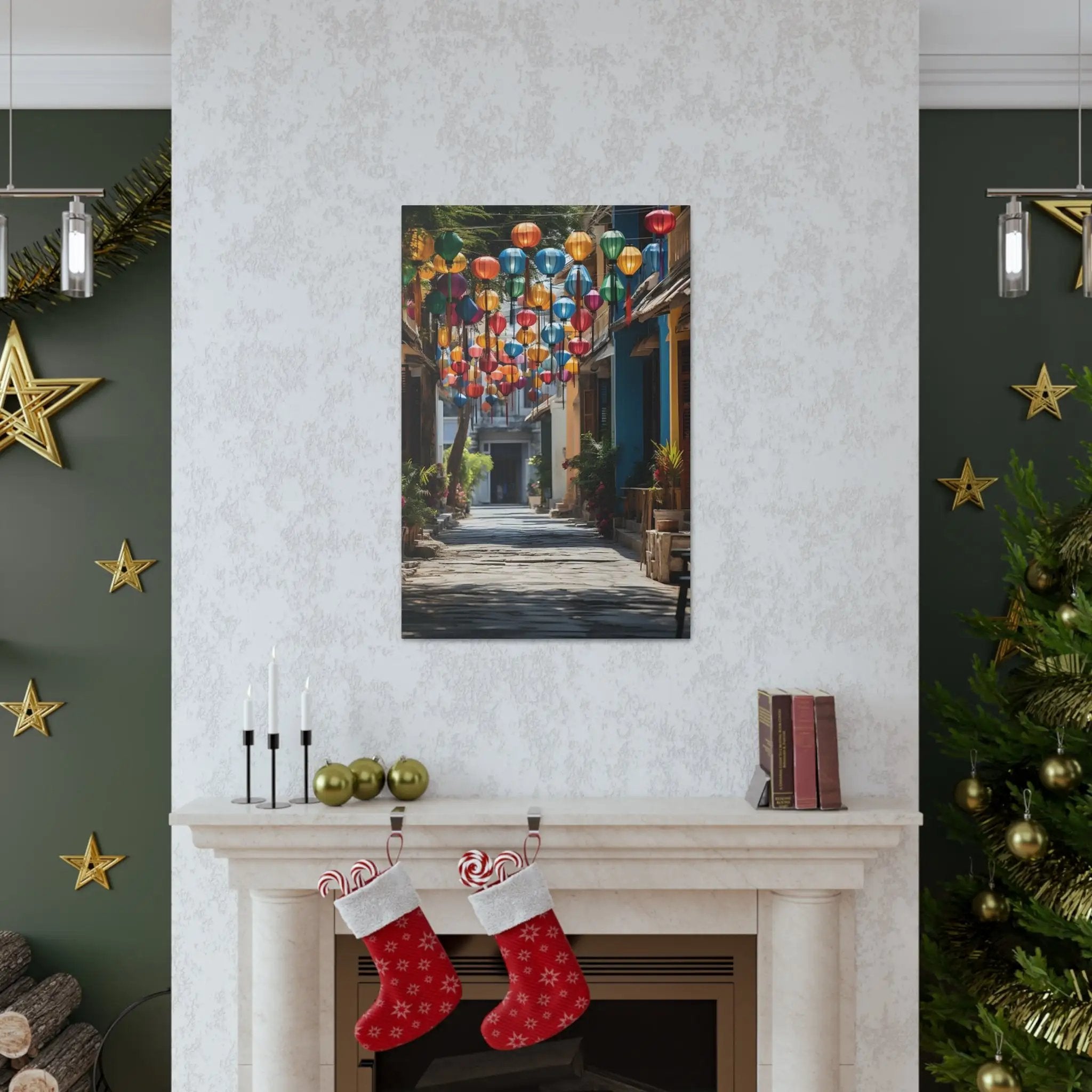 Canvas Gallery Wraps | a decorated Christmas tree in a living room