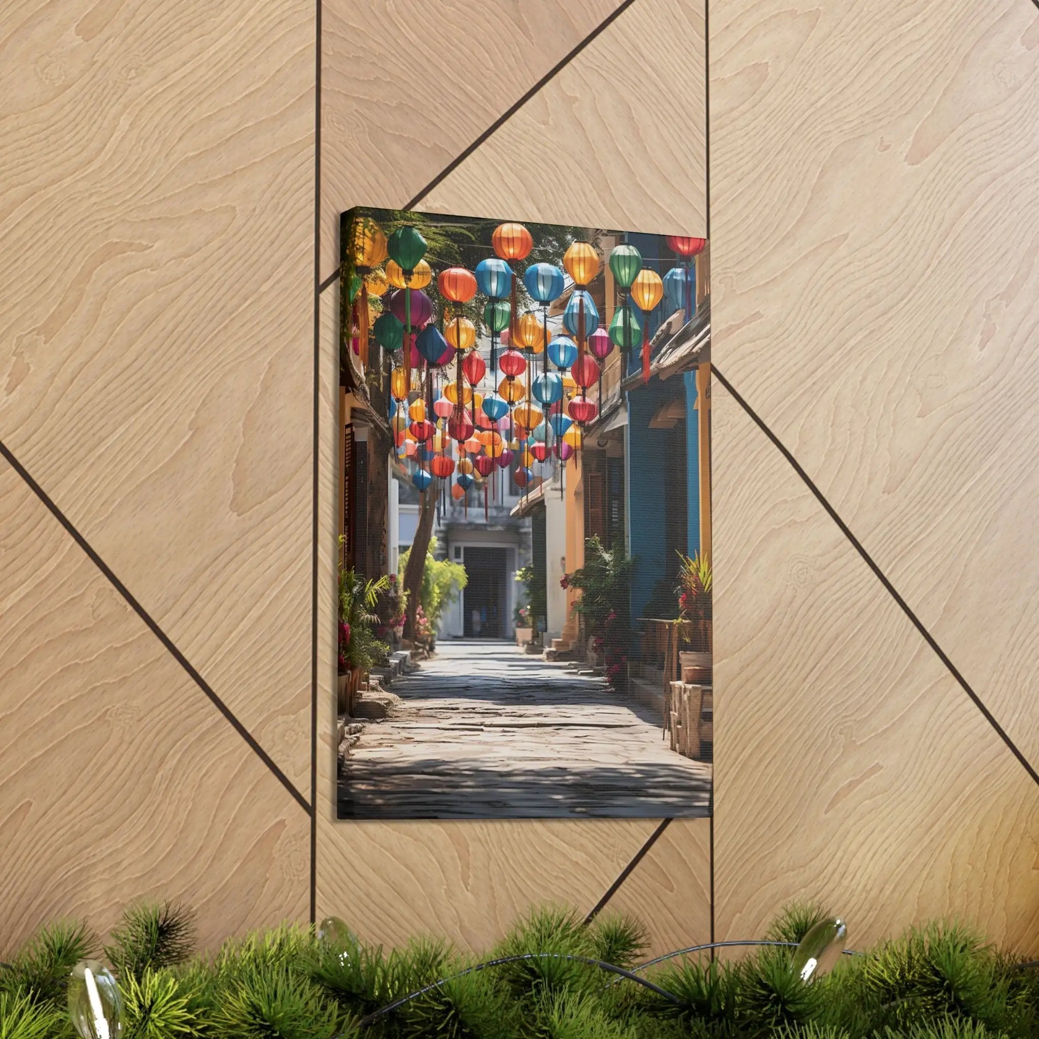 Canvas Gallery Wraps | a picture of a street with a bunch of balloons hanging from it