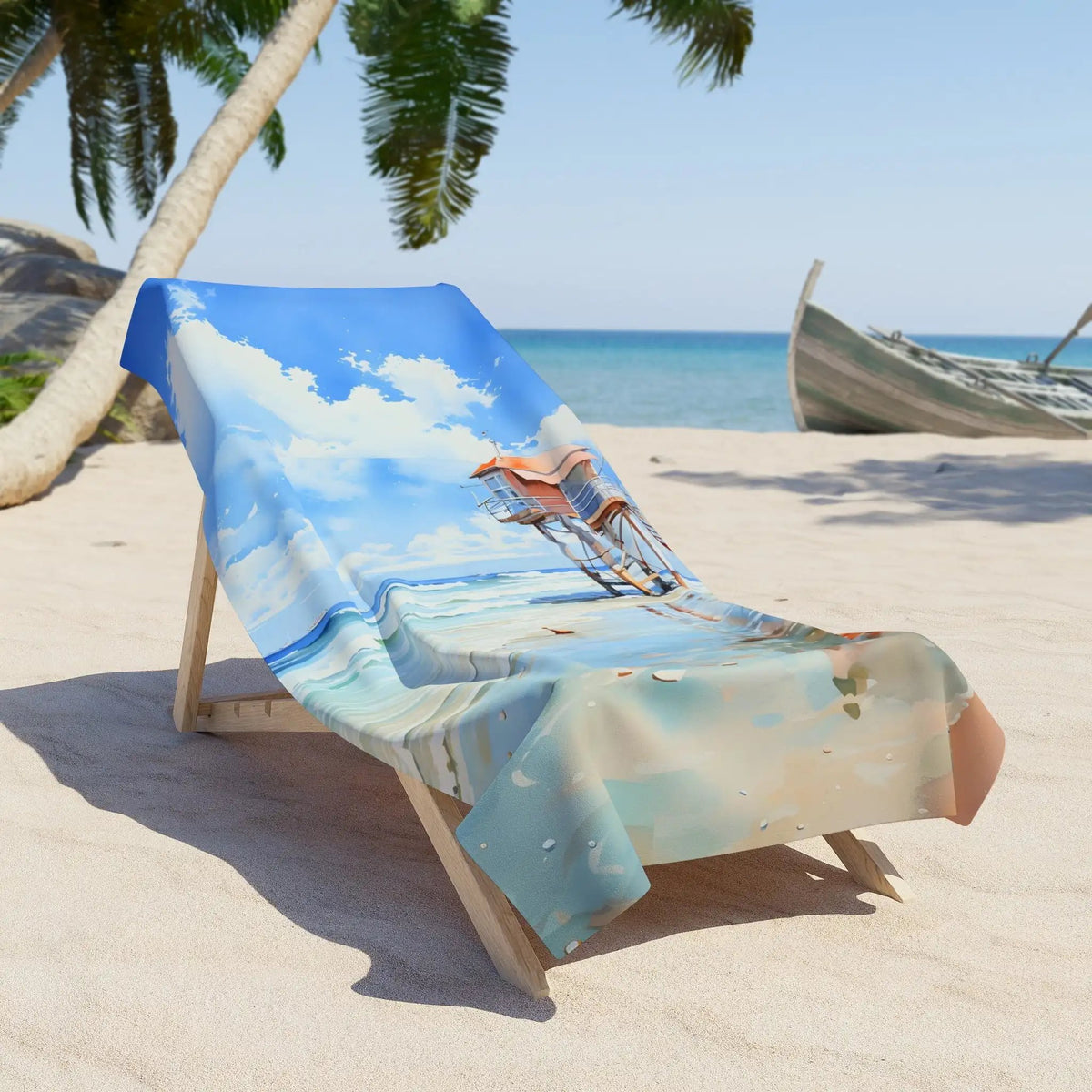 Best bath towel | a beach chair sitting on a sandy beach